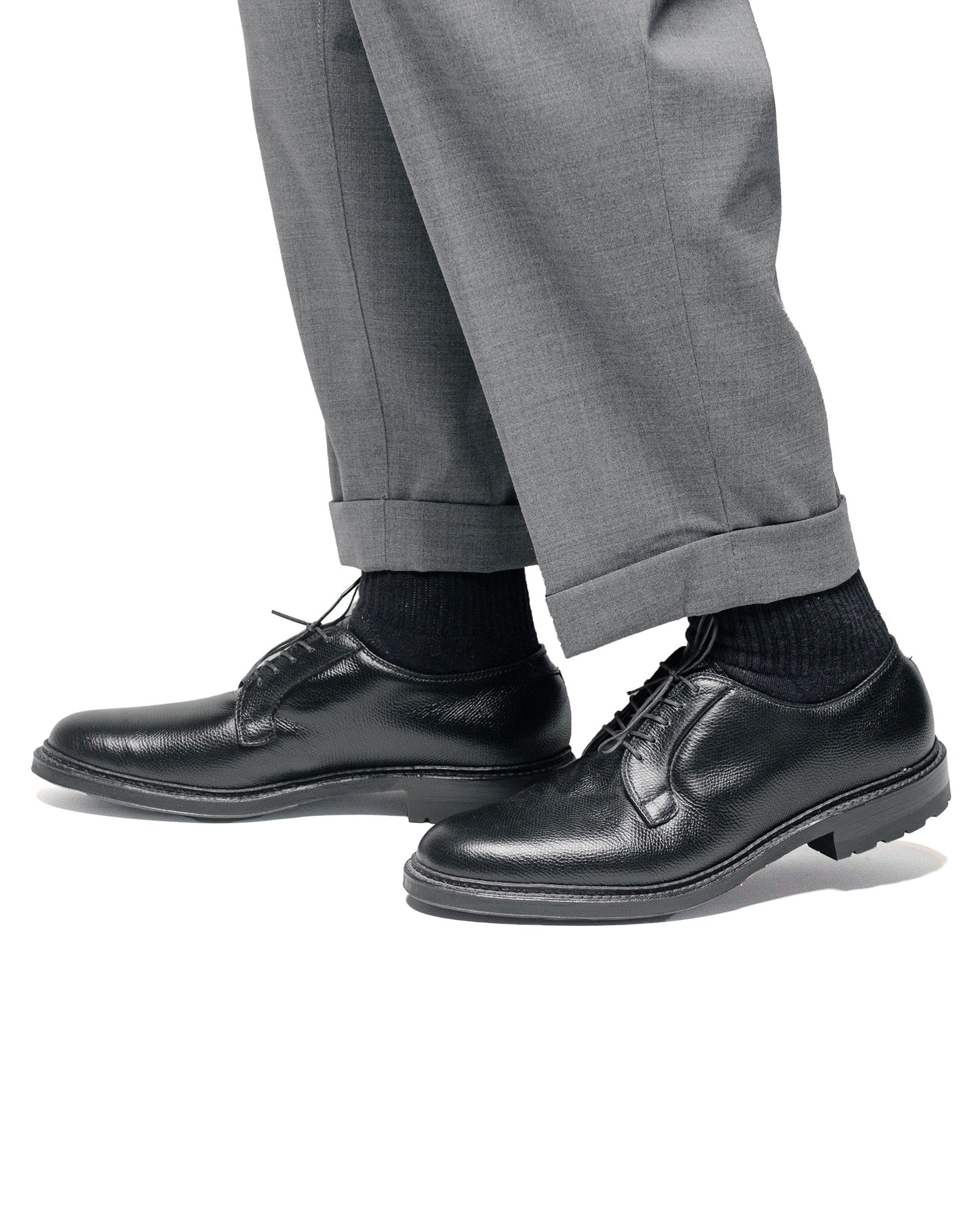 lost & found Alden Alden Plain Toe Blucher Black Alpine Grain with Commando Sole 95270C