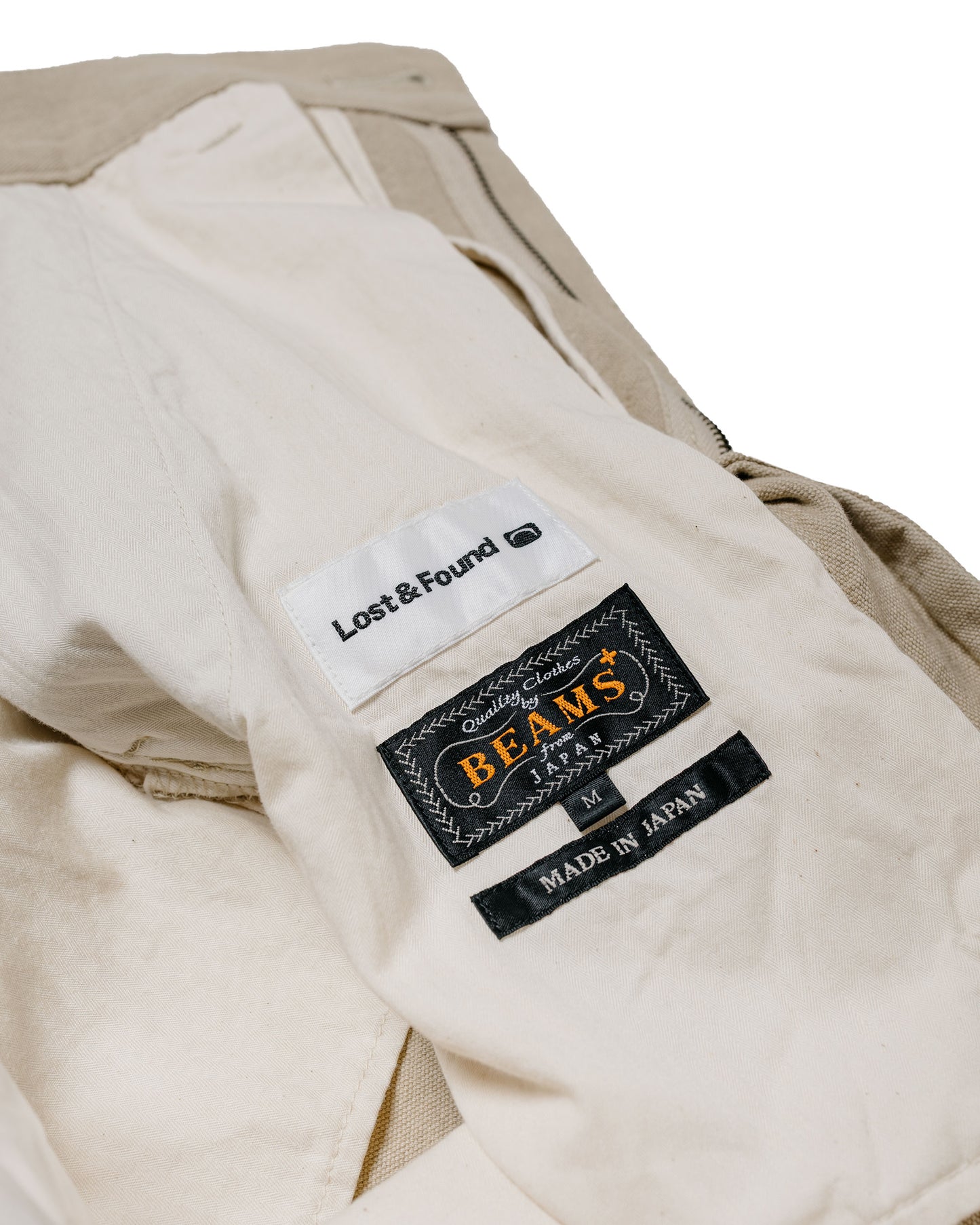 lost & found Beams Plus Beams Plus Lost & Found 2Pleats Trousers Cotton Linen Khaki