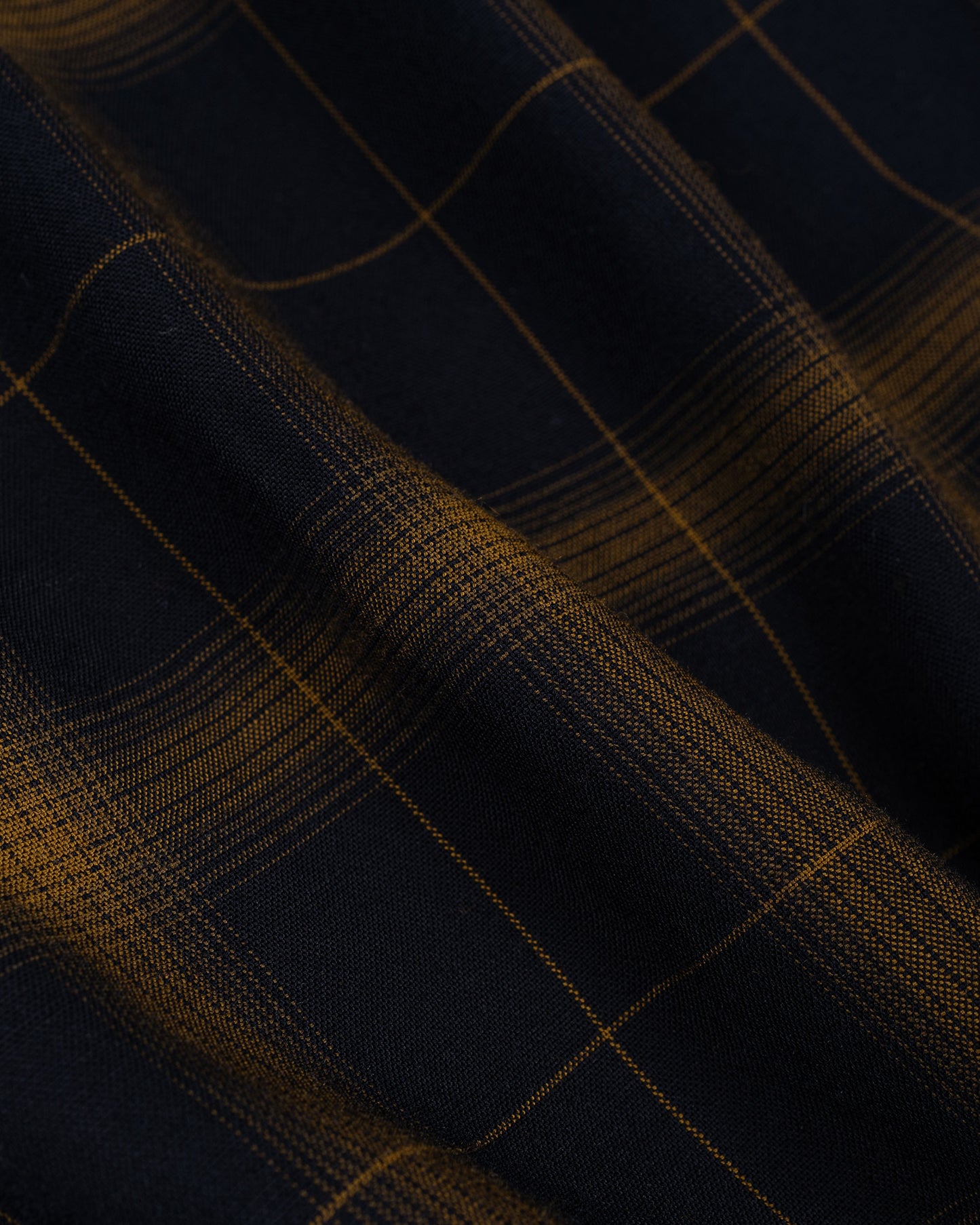 lost & found Beams Plus Beams Plus Open Collar Ombre Plaid Black Mustard Ombre
