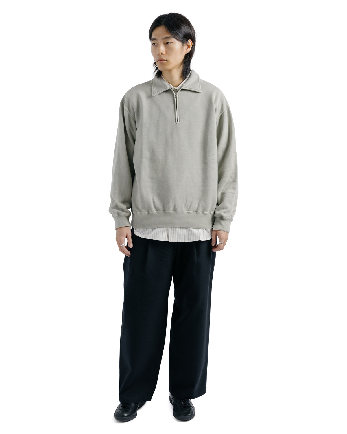 Ernie Palo Product Dyed Half Zip Sweat Olive