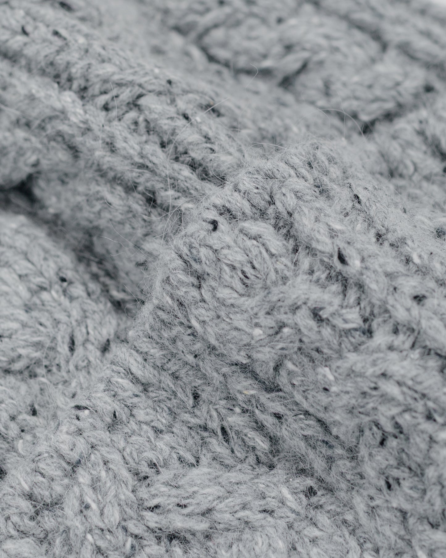 lost & found Found Feather Found Feather Chunky Cable Knit Beanie Italian Donegal Wool Grey