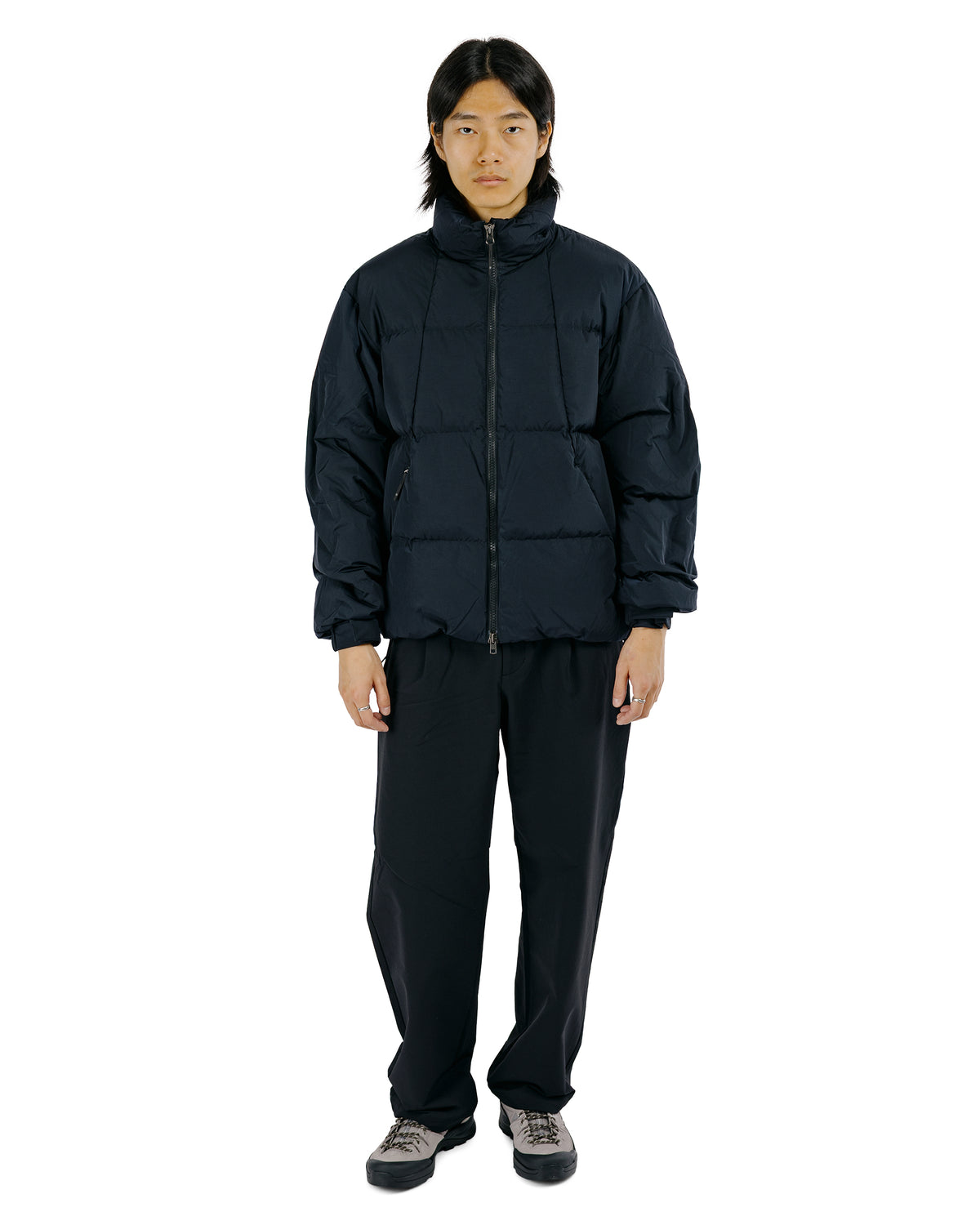 Goldwin Dope Dyed Ripple Nylon Down Jacket Dark Navy