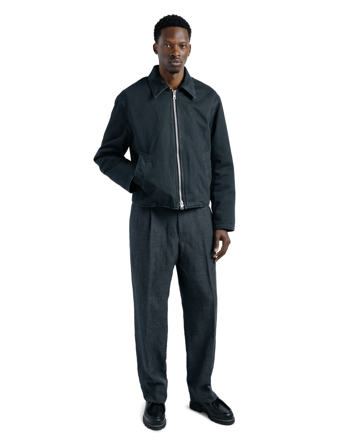 KAPTAIN SUNSHINE Wool Hemp Mesh Neutral Trousers Top Charcoal