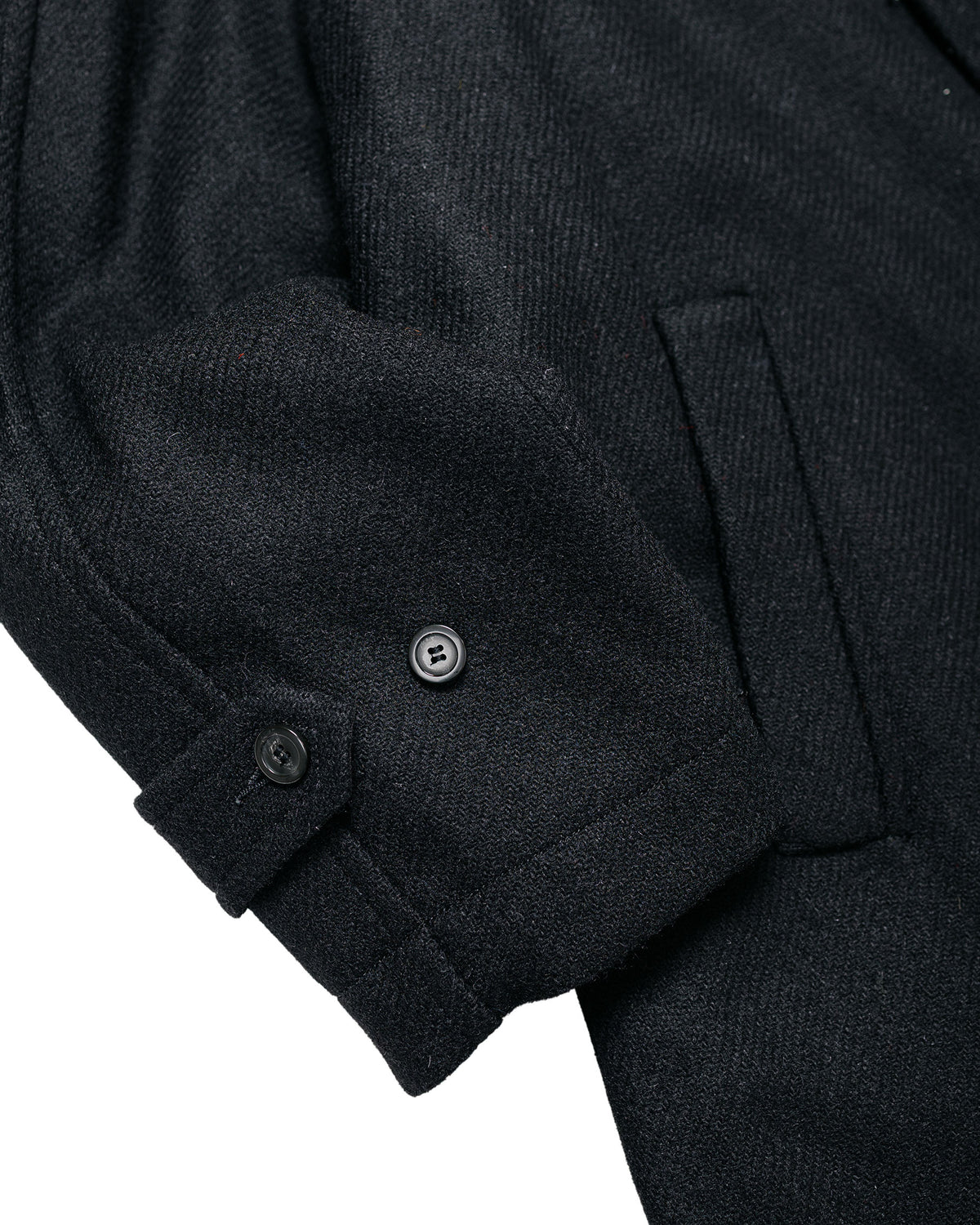 Sage de Cret Harris Tweed Balmacaan Overcoat Black
