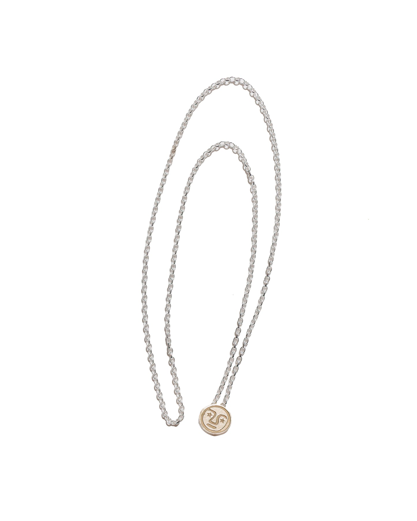 lost & found Tender Tender Penna Button Necklace Brass and .925 Silver Polished