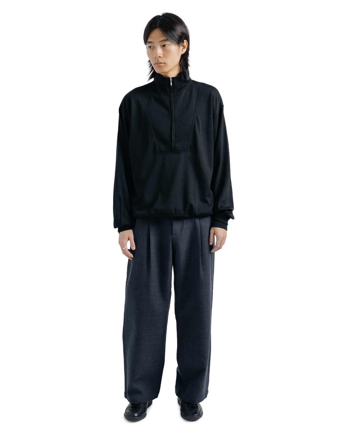 Universal Products Half Zip Wool Sweat Black