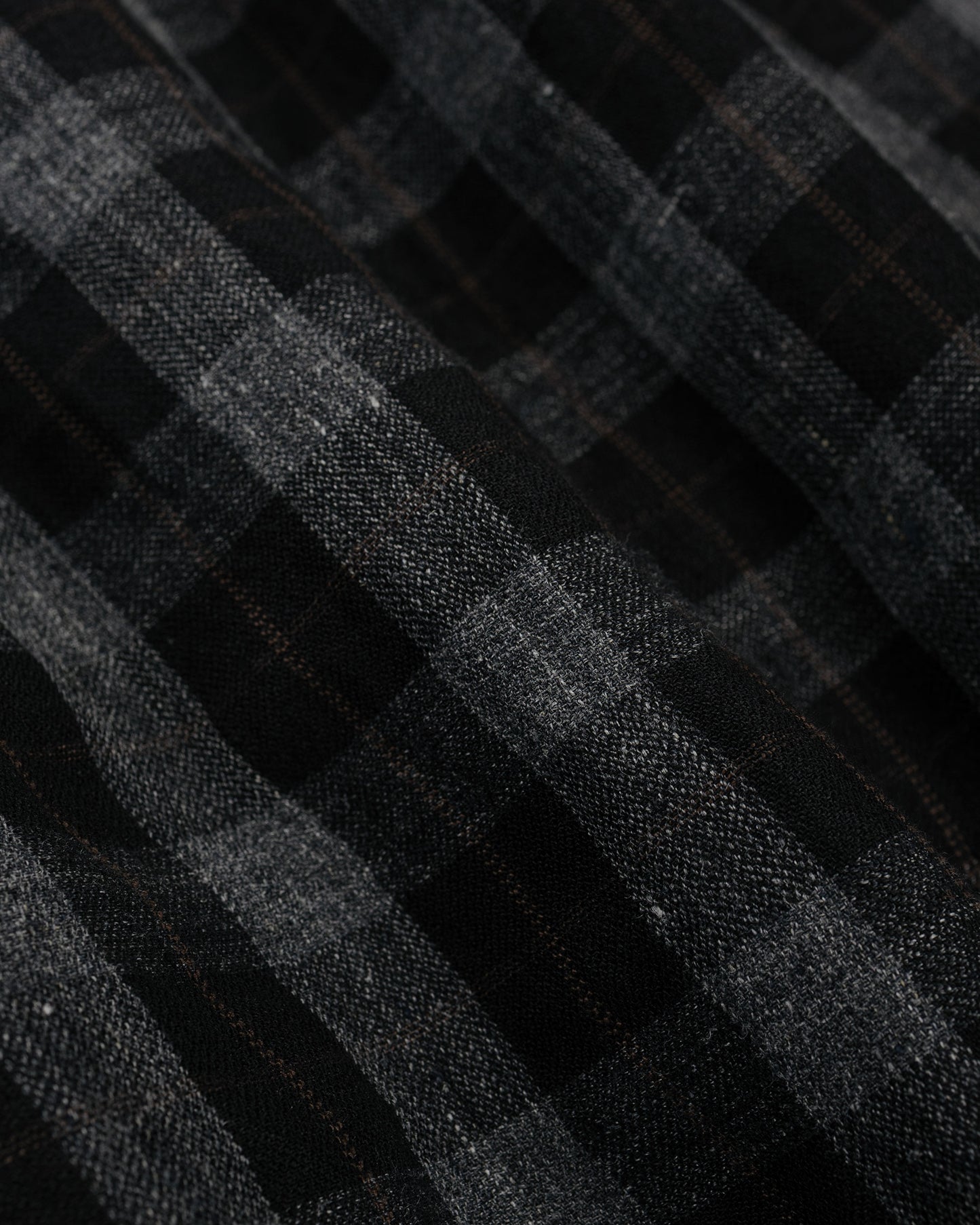 lost & found evan kinori evan kinori Big Shirt Two Yarn Dye Linen Check Charcoal/Brown/Black
