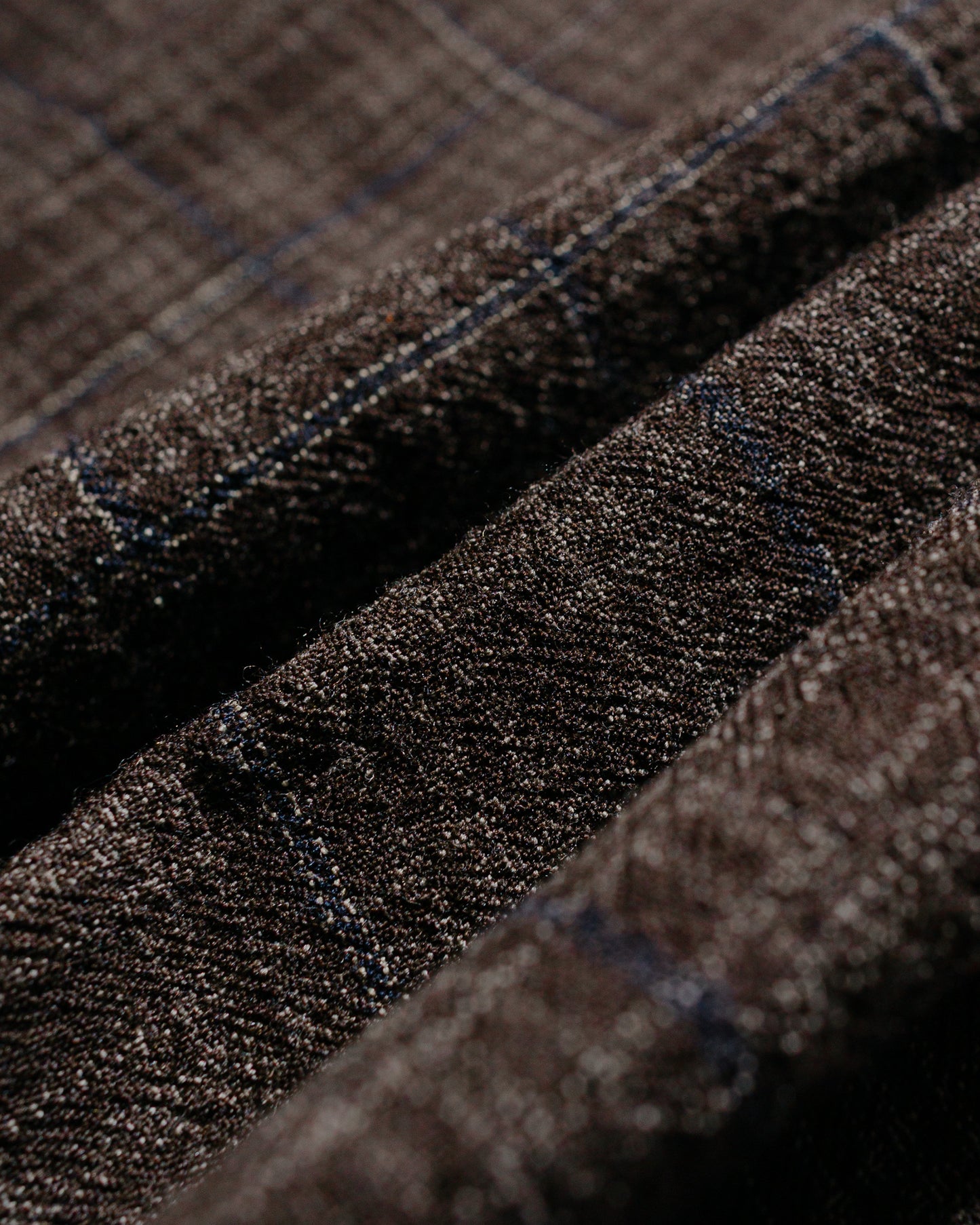 lost & found evan kinori evan kinori Elastic Pant Kasuri Wool Check Brown/Beige/Navy