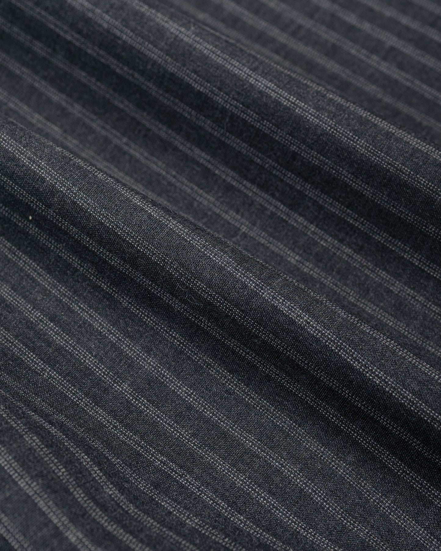 lost & found MARKAWARE marka Double Pocket Open Collar Shirt 2/72 Wool Tropical Washer Gray Stripe