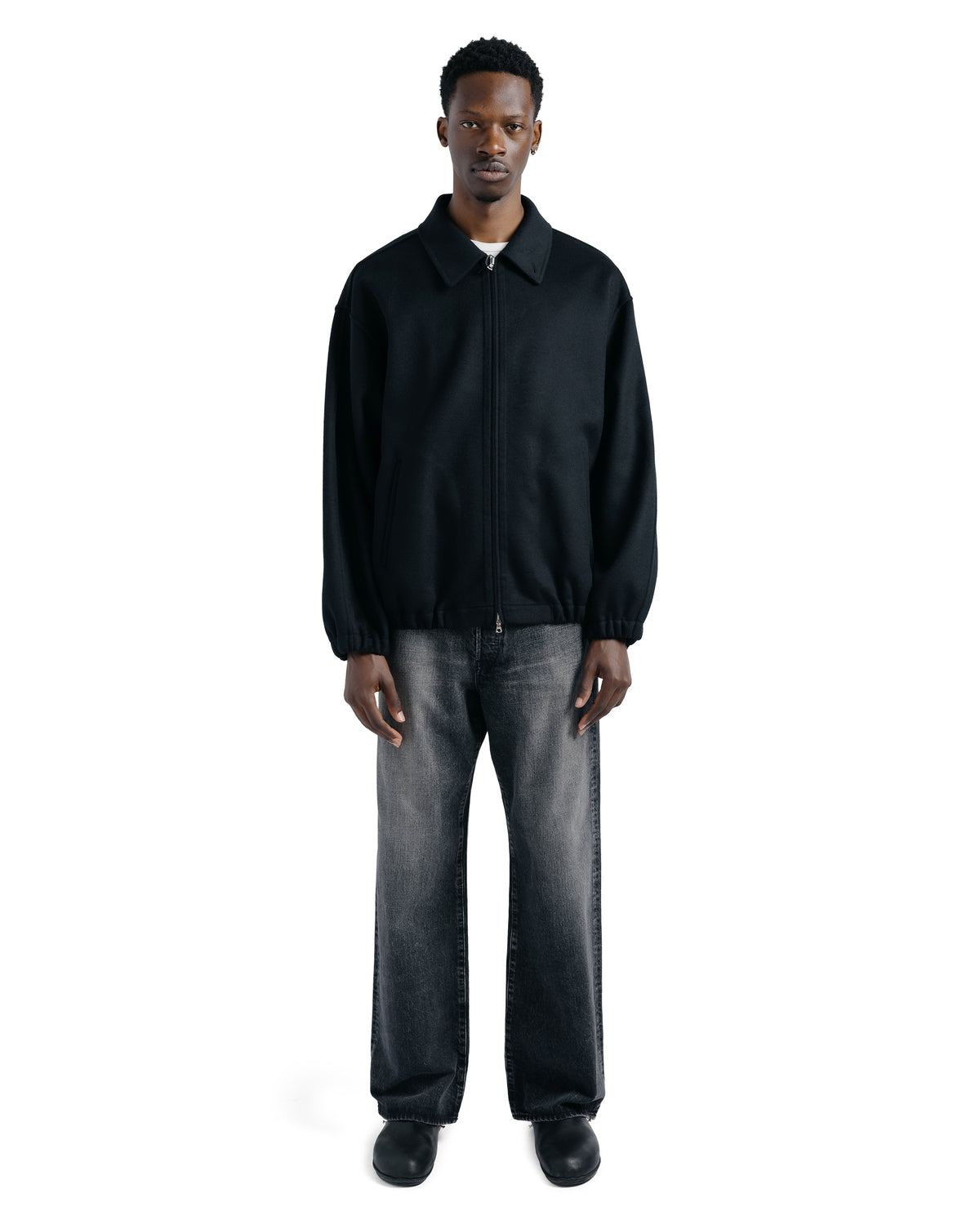 ssstein W/CA Double Face Cloth Zip Jacket Black