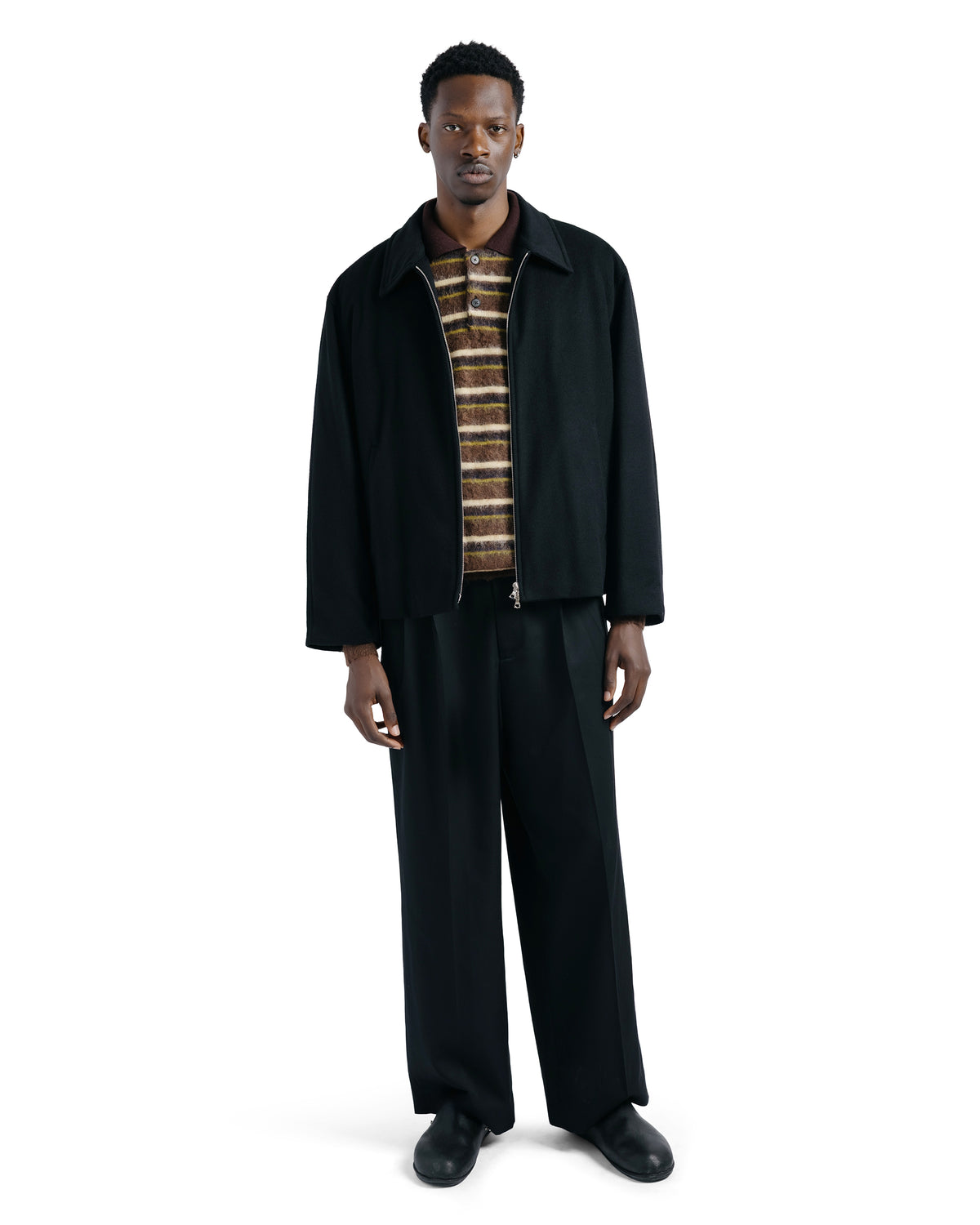 ssstein Wool Cashmere Zip Short Jacket Black