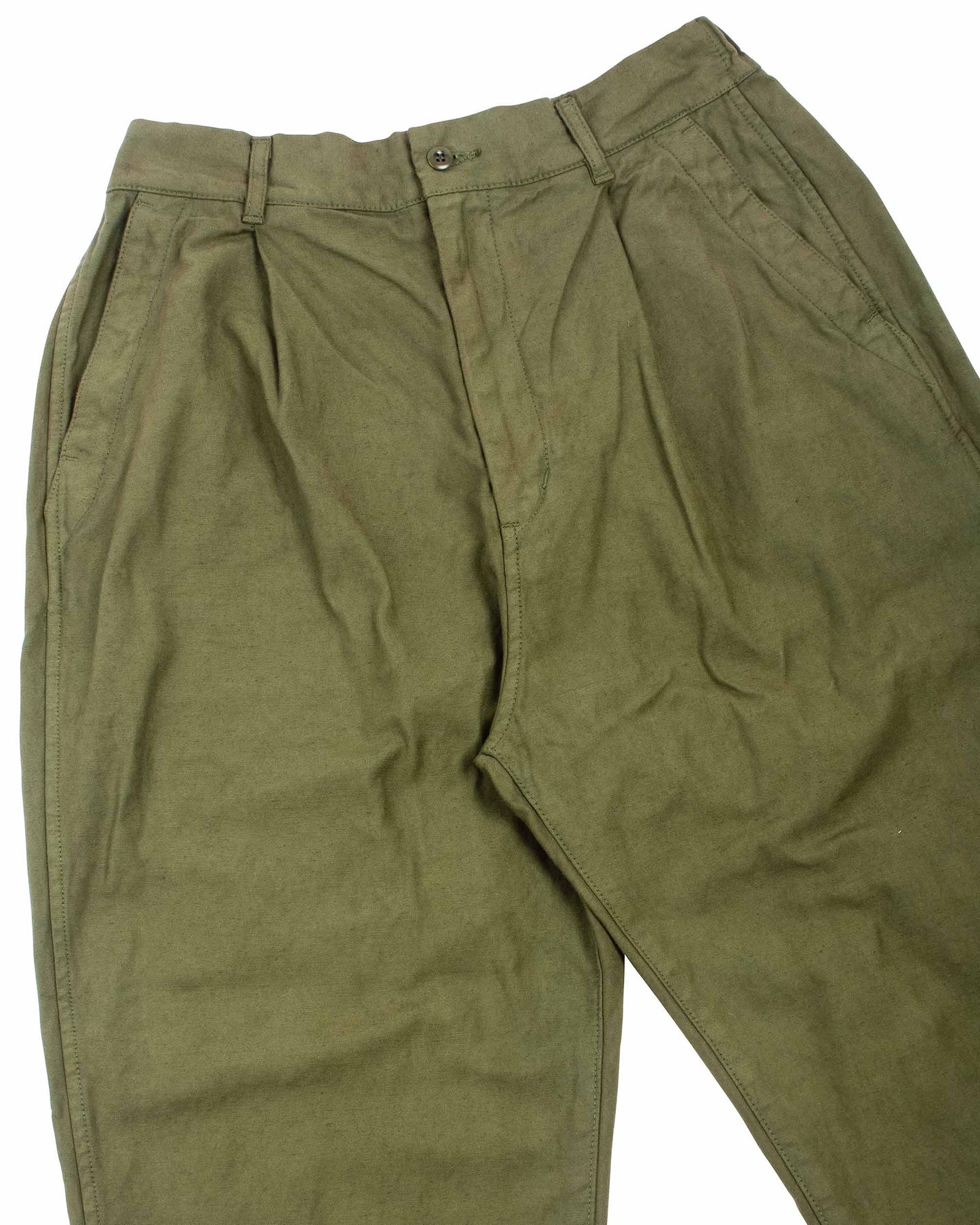 lost & found Sage de Cret Sage de Cret 9/10 Length One-Tuck Wide Pants Olive Cotton/Linen Back Satin