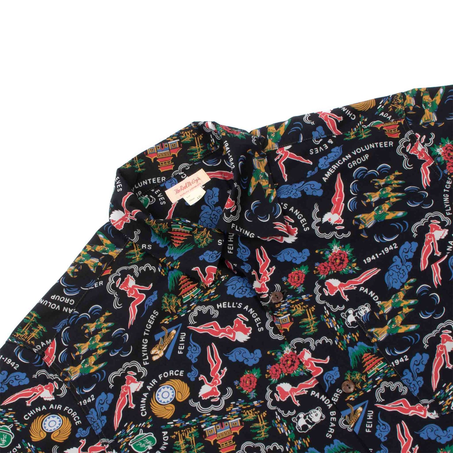 lost & found The Real McCoy's The Real McCoy's MS21002 Cotton Hawaiian Shirt / Flying Tigers Black