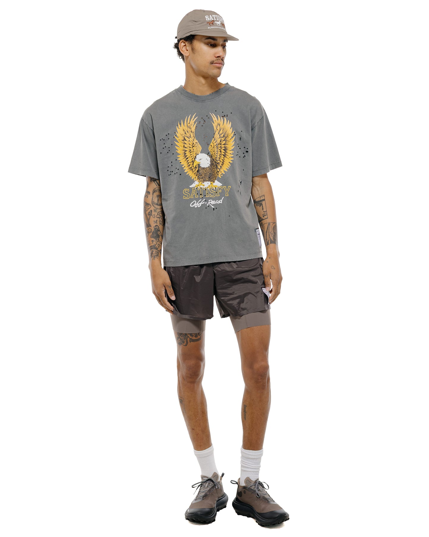 lost & found SATISFY SATISFY MothTech T-Shirt Eagle Off Road Faded Black