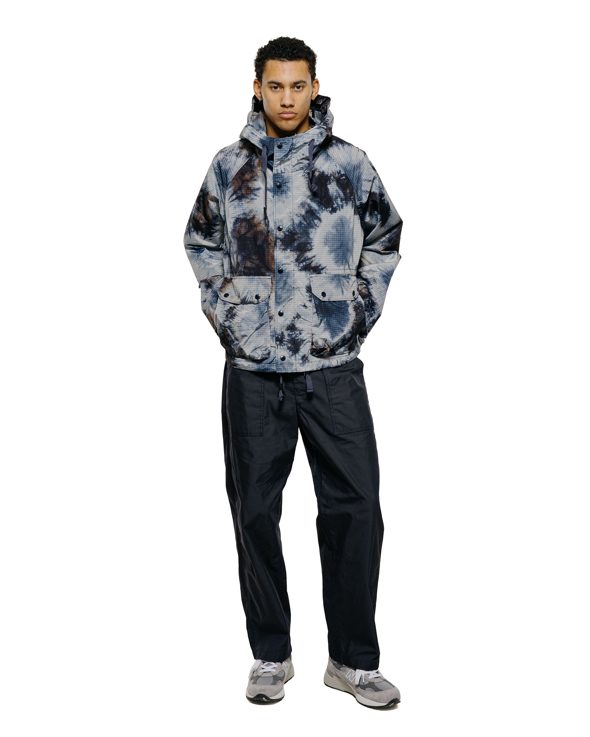 lost & found Engineered Garments Engineered Garments Lt Parka Navy Nylon Tie Dye Print Ripstop