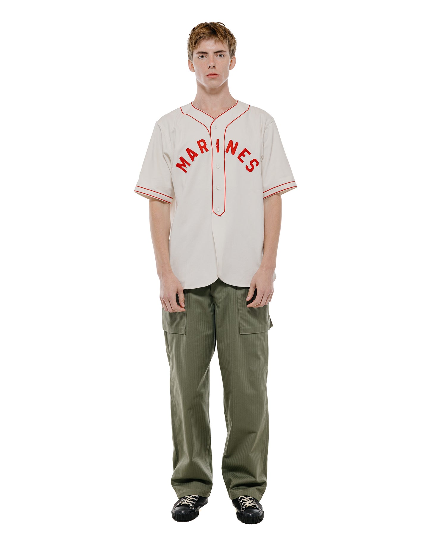 The Real McCoy's MS26010 Baseball Uniform Shirt / Marines White