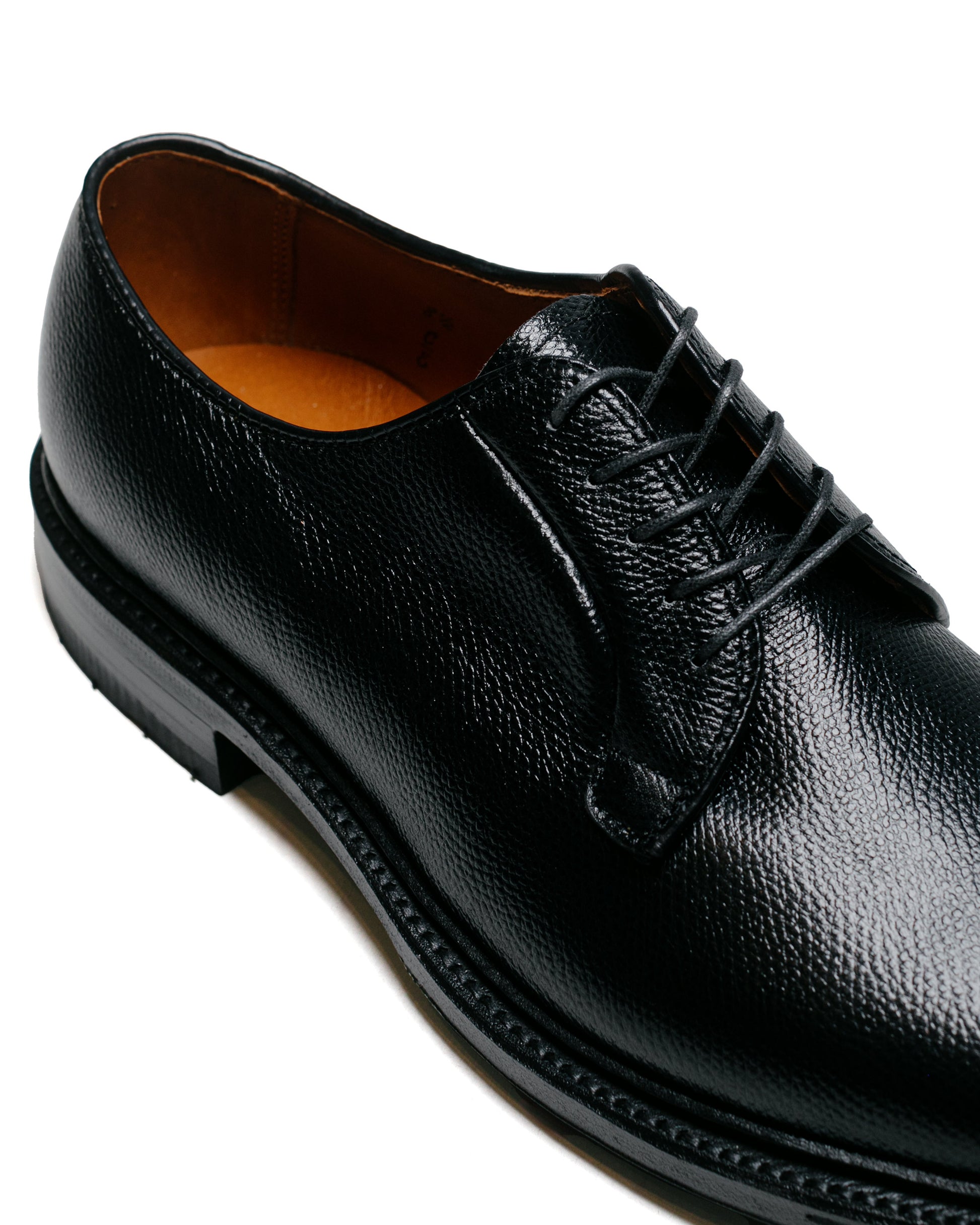 lost & found Alden Alden Plain Toe Blucher Black Alpine Grain with Commando Sole 95270C