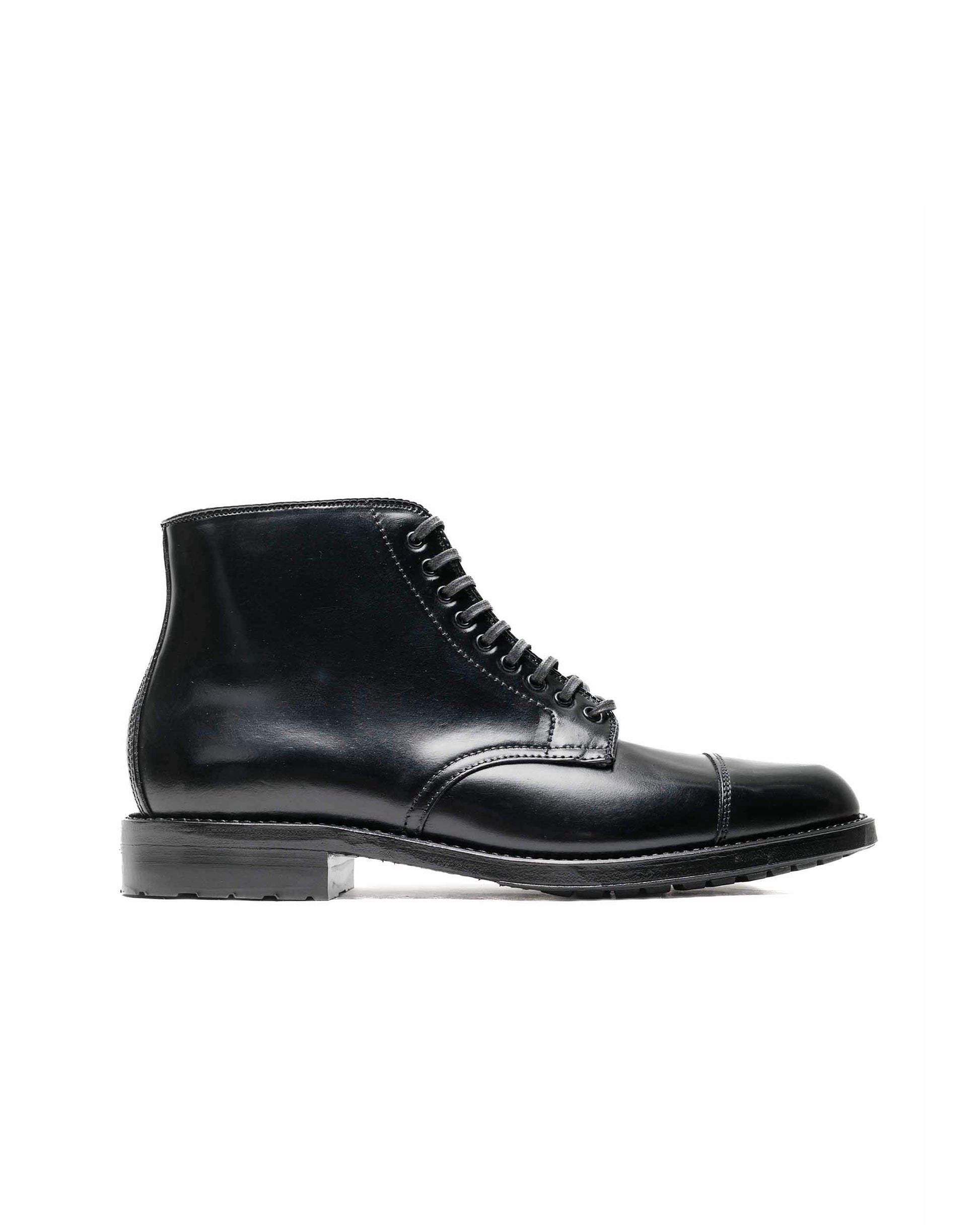 lost & found Alden Alden Straight Tip Boot With Commando Sole Black Shell Cordovan 39625C