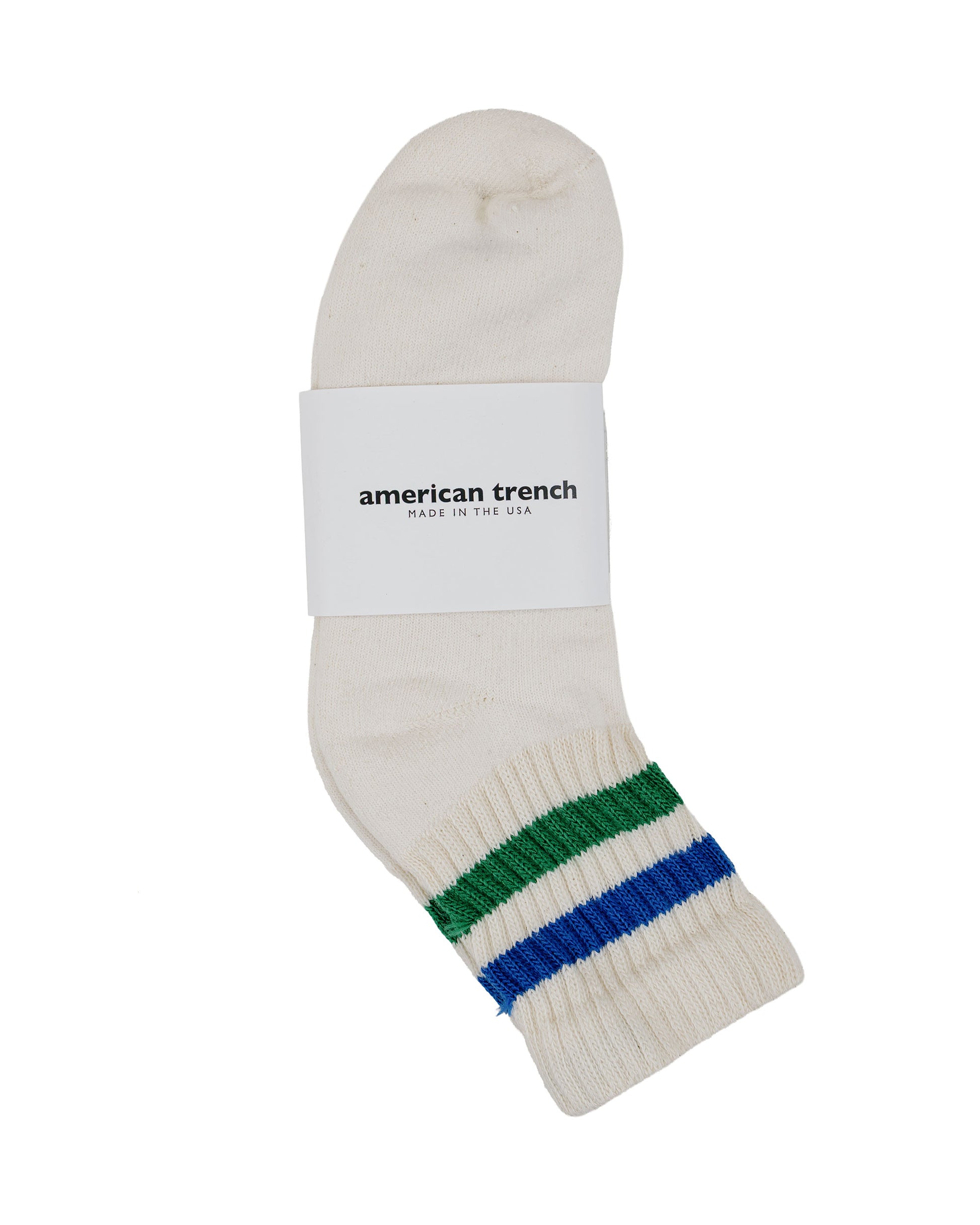 lost & found American Trench American Trench The Retro Stripe Quarter Crew Kelly Green/Royal