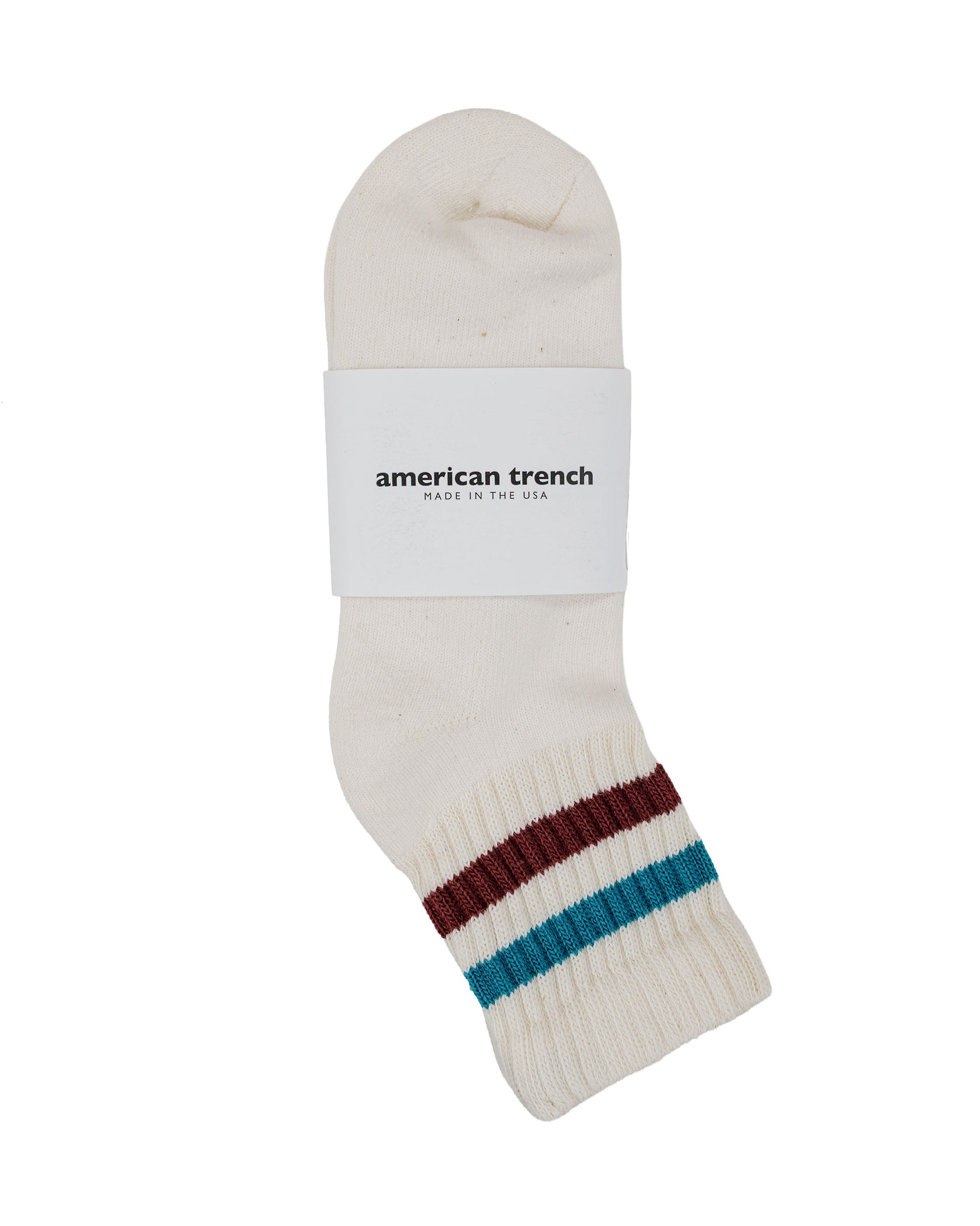lost & found American Trench American Trench The Retro Stripe Quarter Crew Teal/Berry