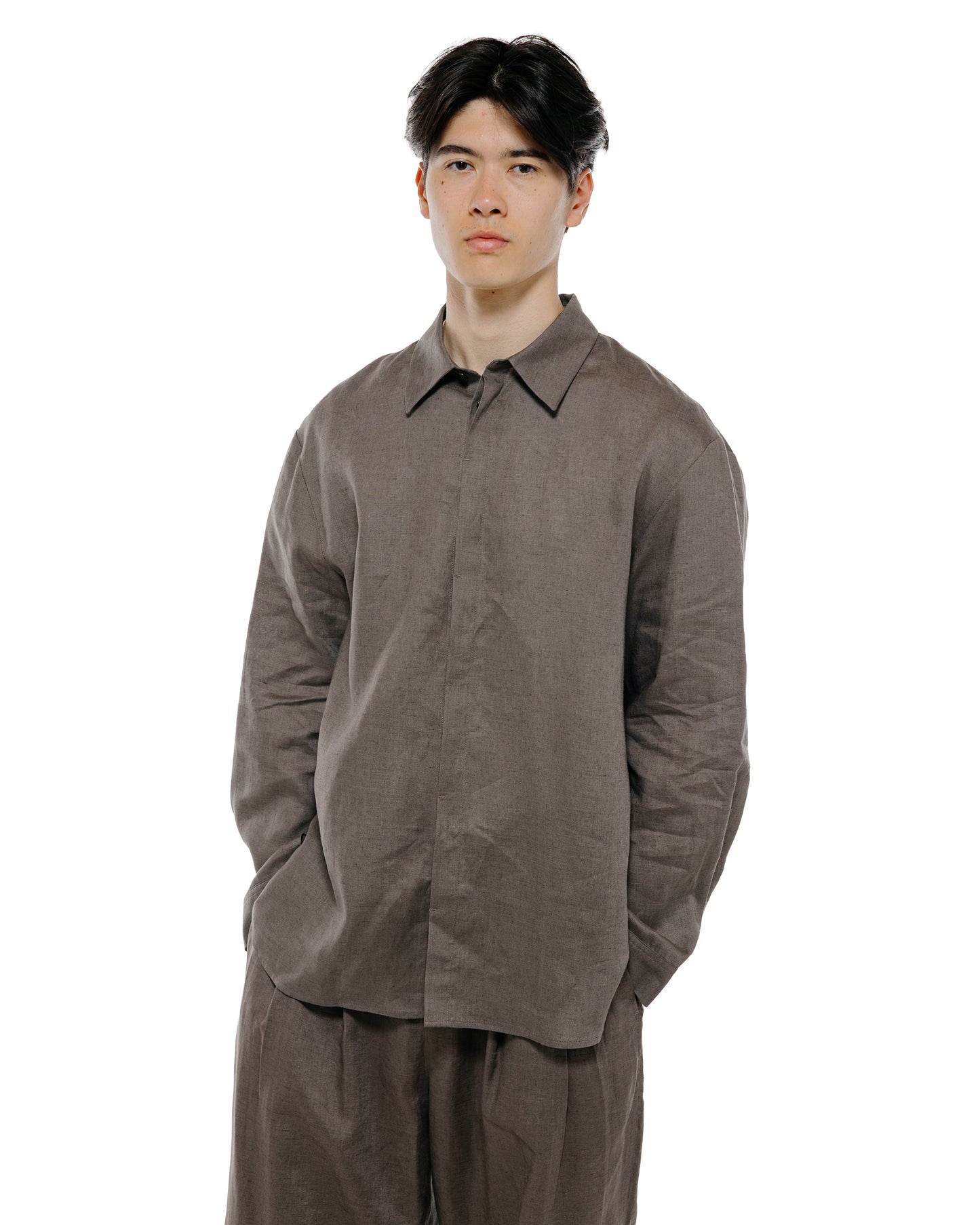 lost & found Amomento Amomento Linen Oversized Shirt Khaki