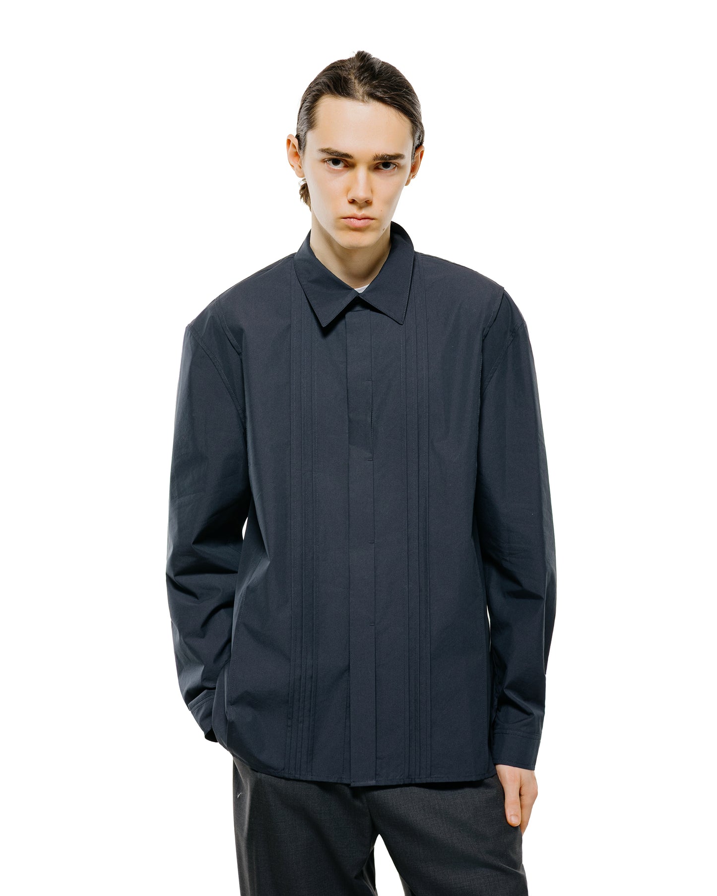 lost & found Amomento Amomento Pleated Shirt Navy