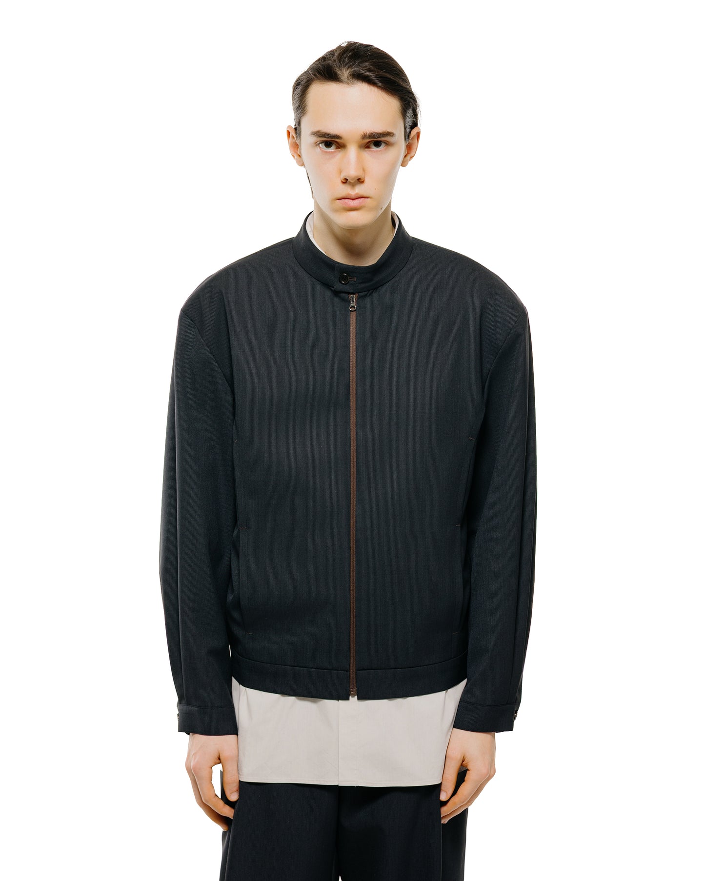 lost & found Amomento Amomento Wool Stripe Zip-Up Jumper Black