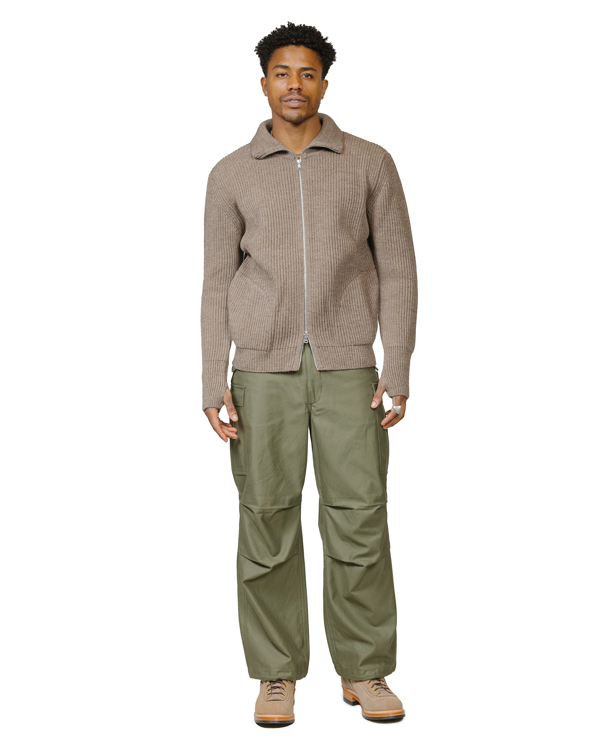 lost & found Andersen-Andersen Andersen-Andersen Navy Full-Zip Pockets Natural Taupe