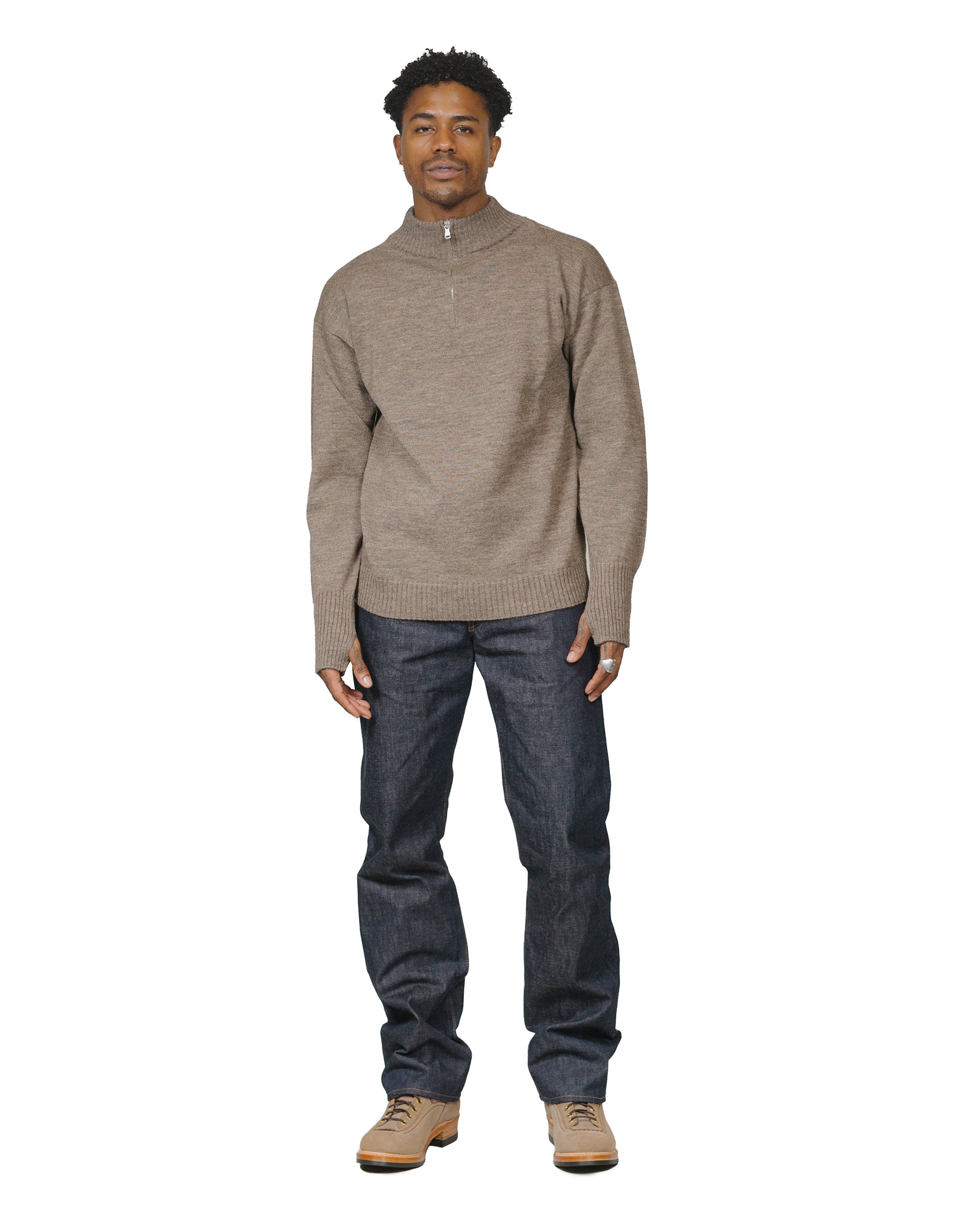 lost & found Andersen-Andersen Andersen-Andersen Seaman Half-Zip Natural Taupe