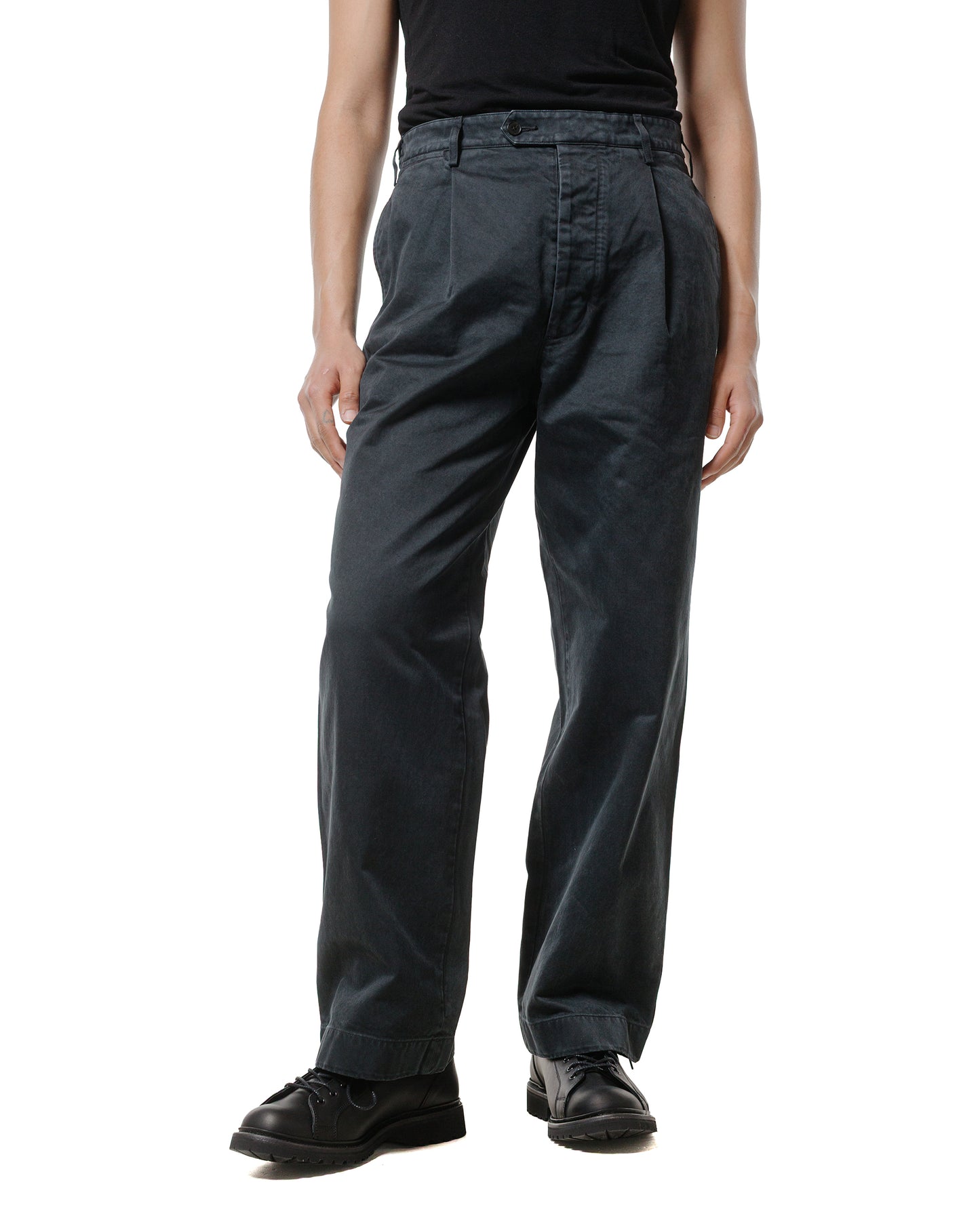 lost & found Auralee Auralee Garment Dyed Finx Chino One-Tuck Pants Black