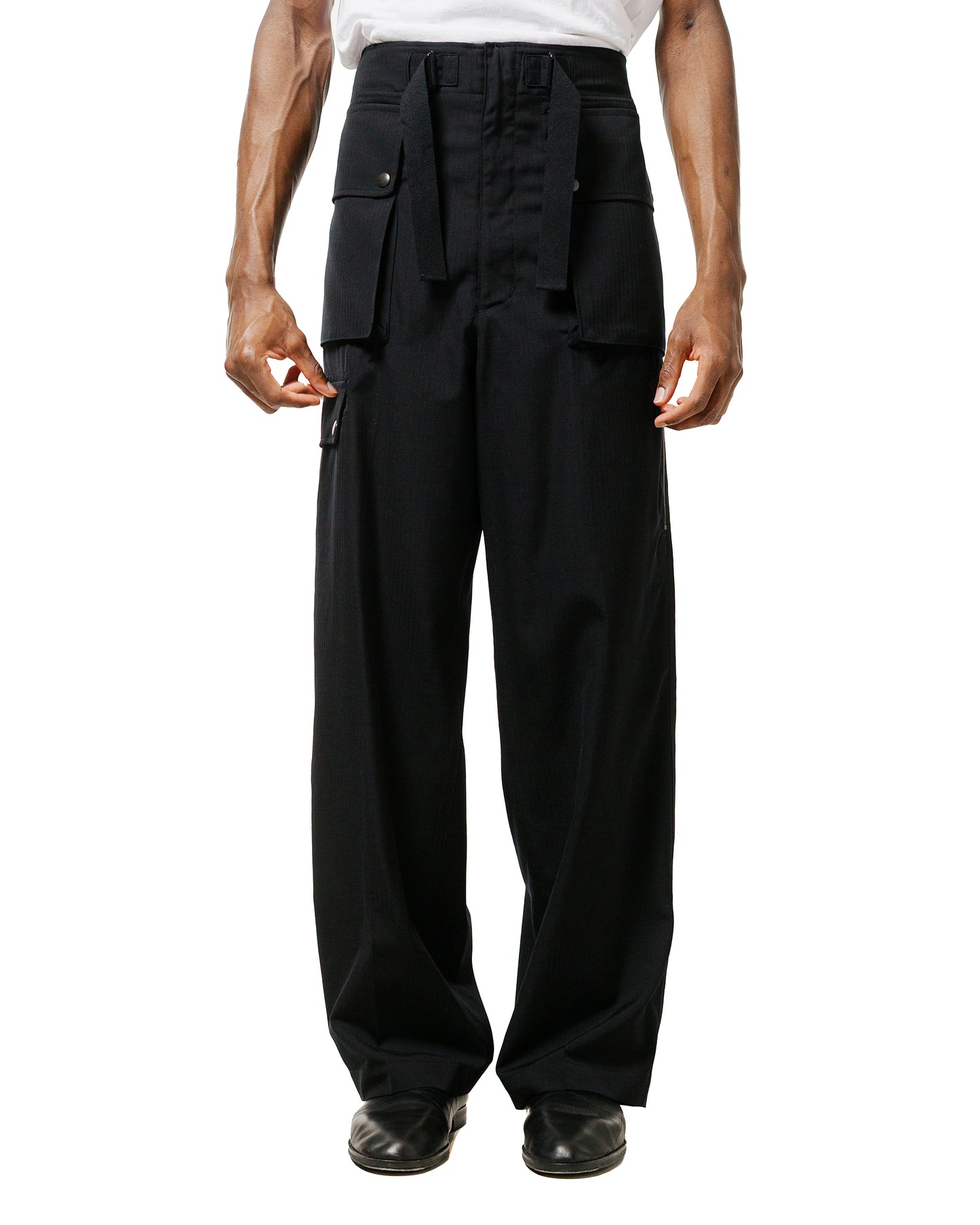 lost & found Auralee Auralee Wool Herringbone Cargo Pants Black