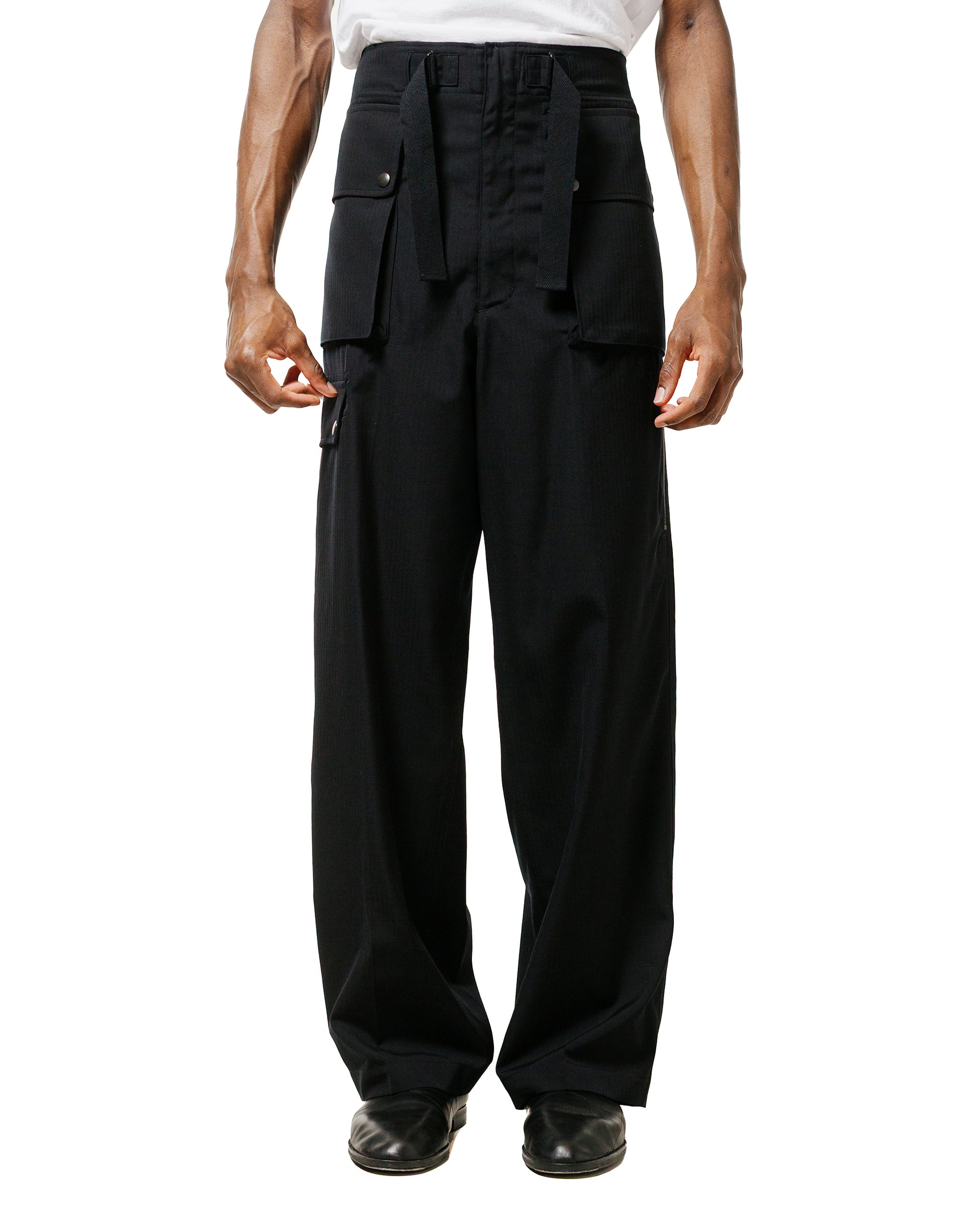 lost & found Auralee Auralee Wool Herringbone Cargo Pants Black