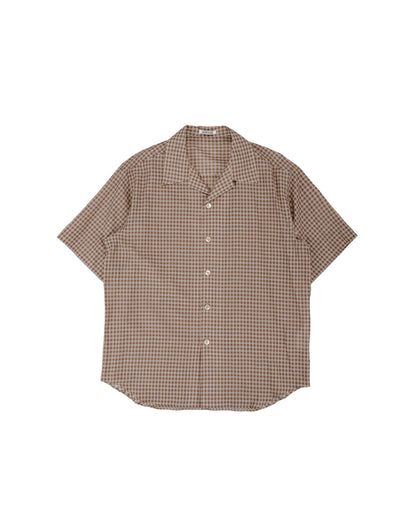 lost & found Auralee Auralee Airy Light Cotton Check Half Sleeved Shirt Brown Gingham Check