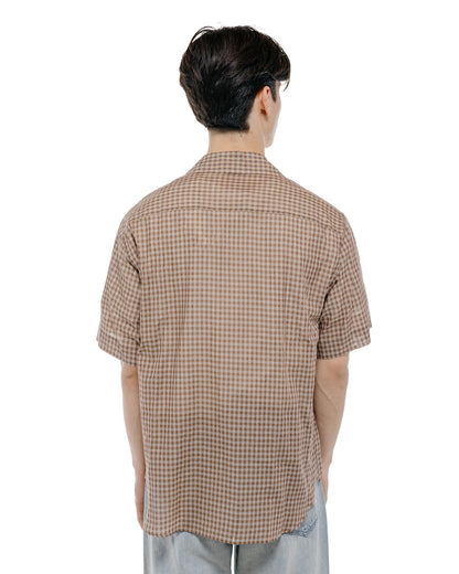 lost & found Auralee Auralee Airy Light Cotton Check Half Sleeved Shirt Brown Gingham Check