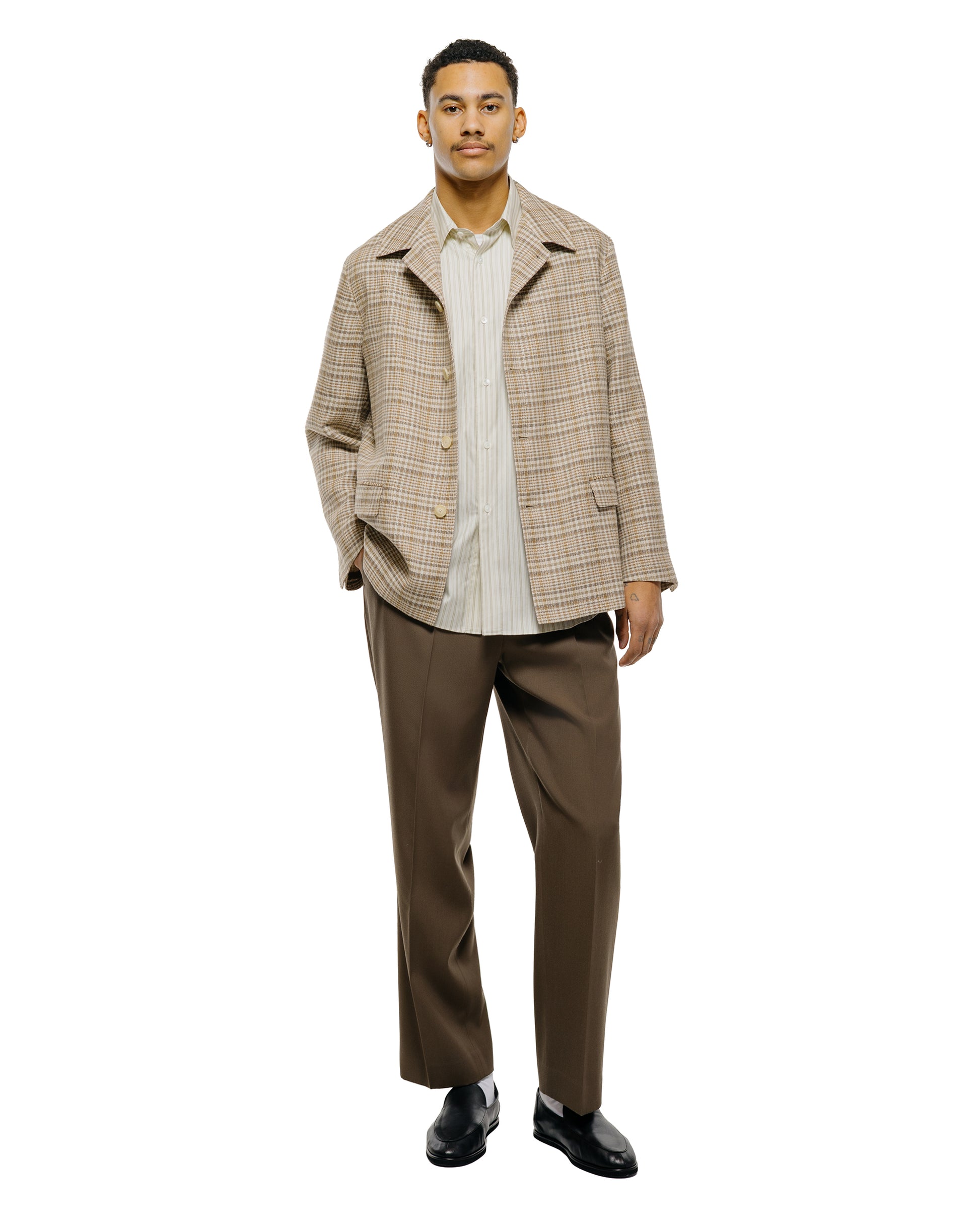 lost & found Auralee Auralee Linen Silk Linen Nep Check Jacket Ivory Beige Check