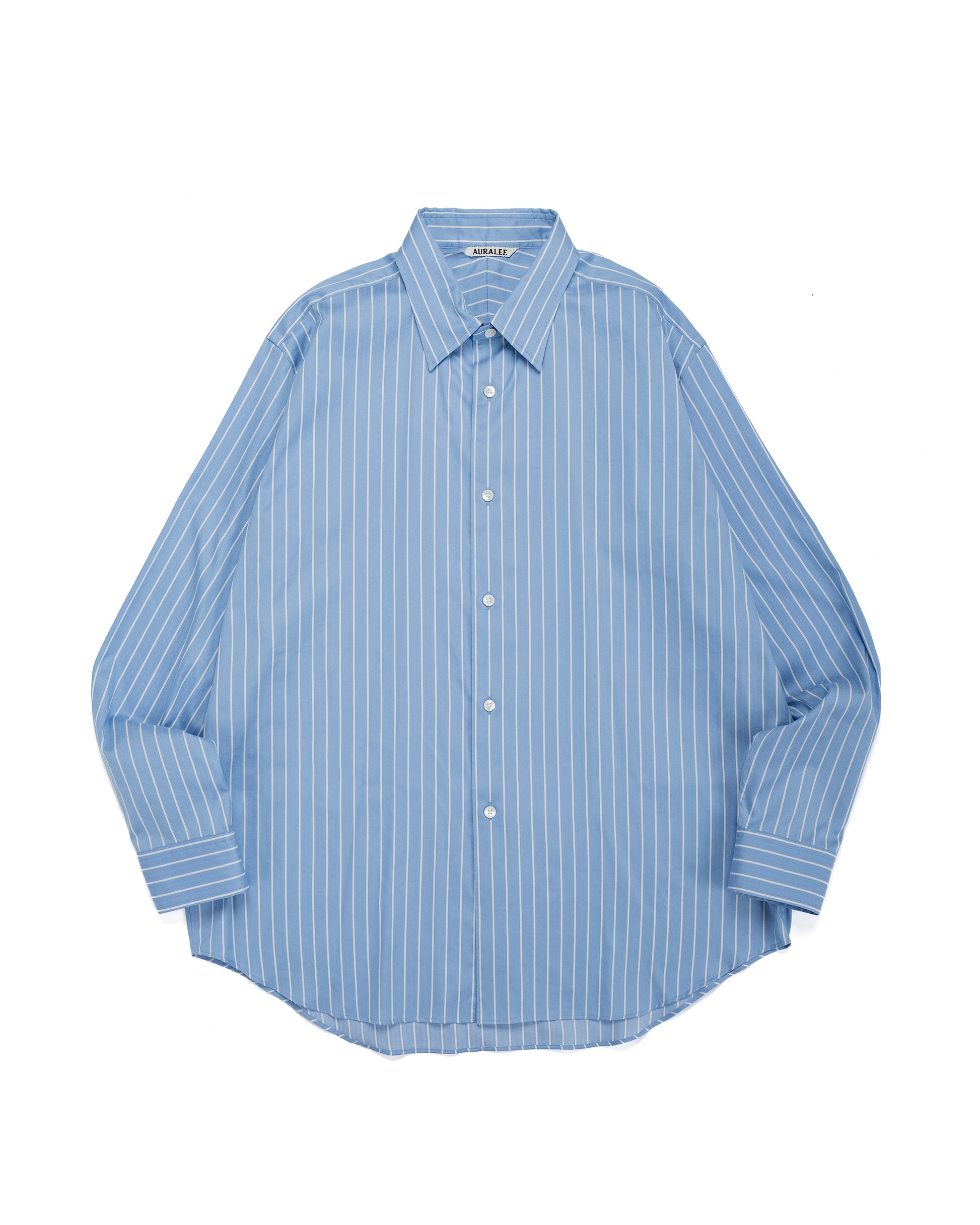 lost & found Auralee Auralee Cotton Silk Stripe Shirt Sax Blue Stripe