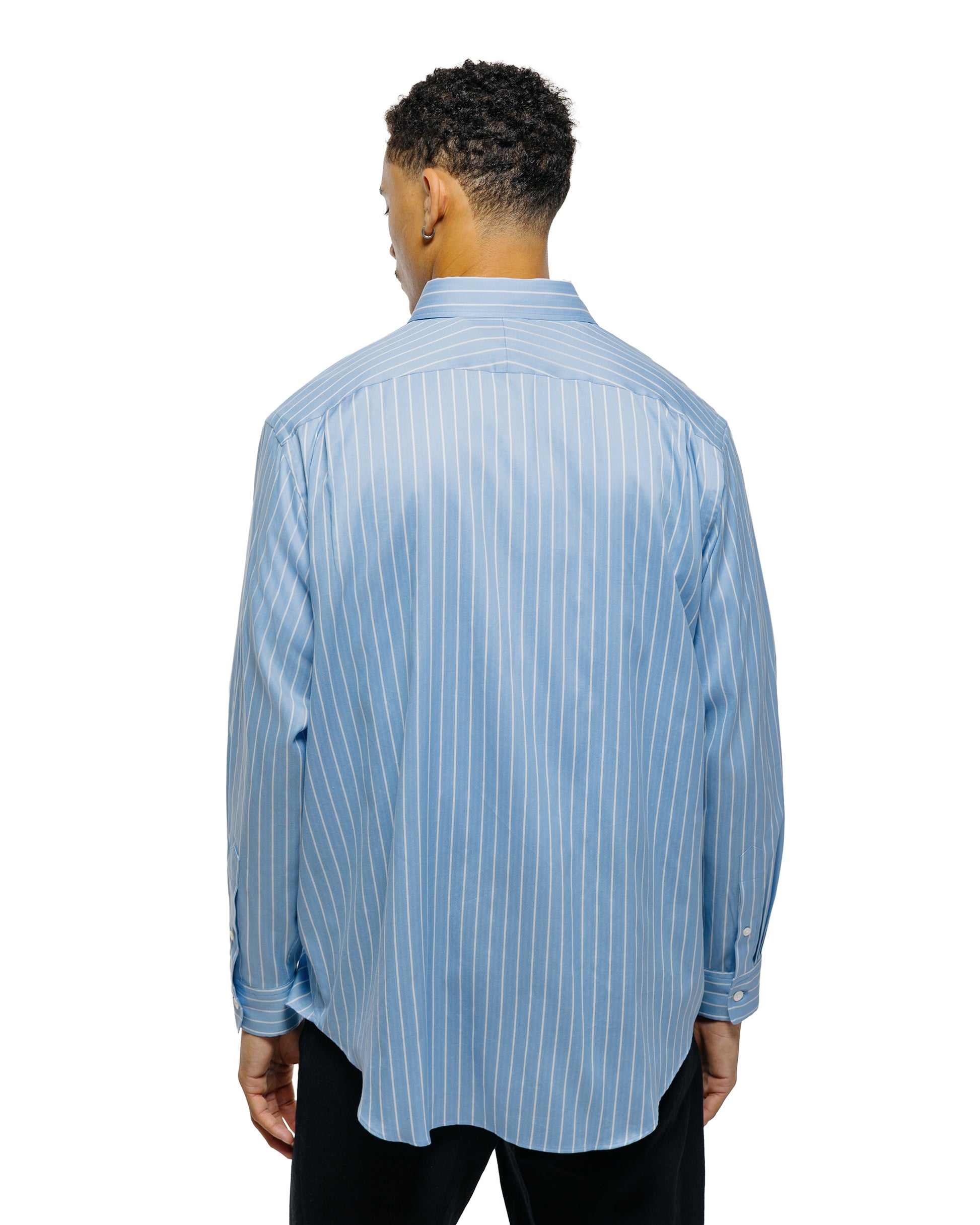 lost & found Auralee Auralee Cotton Silk Stripe Shirt Sax Blue Stripe