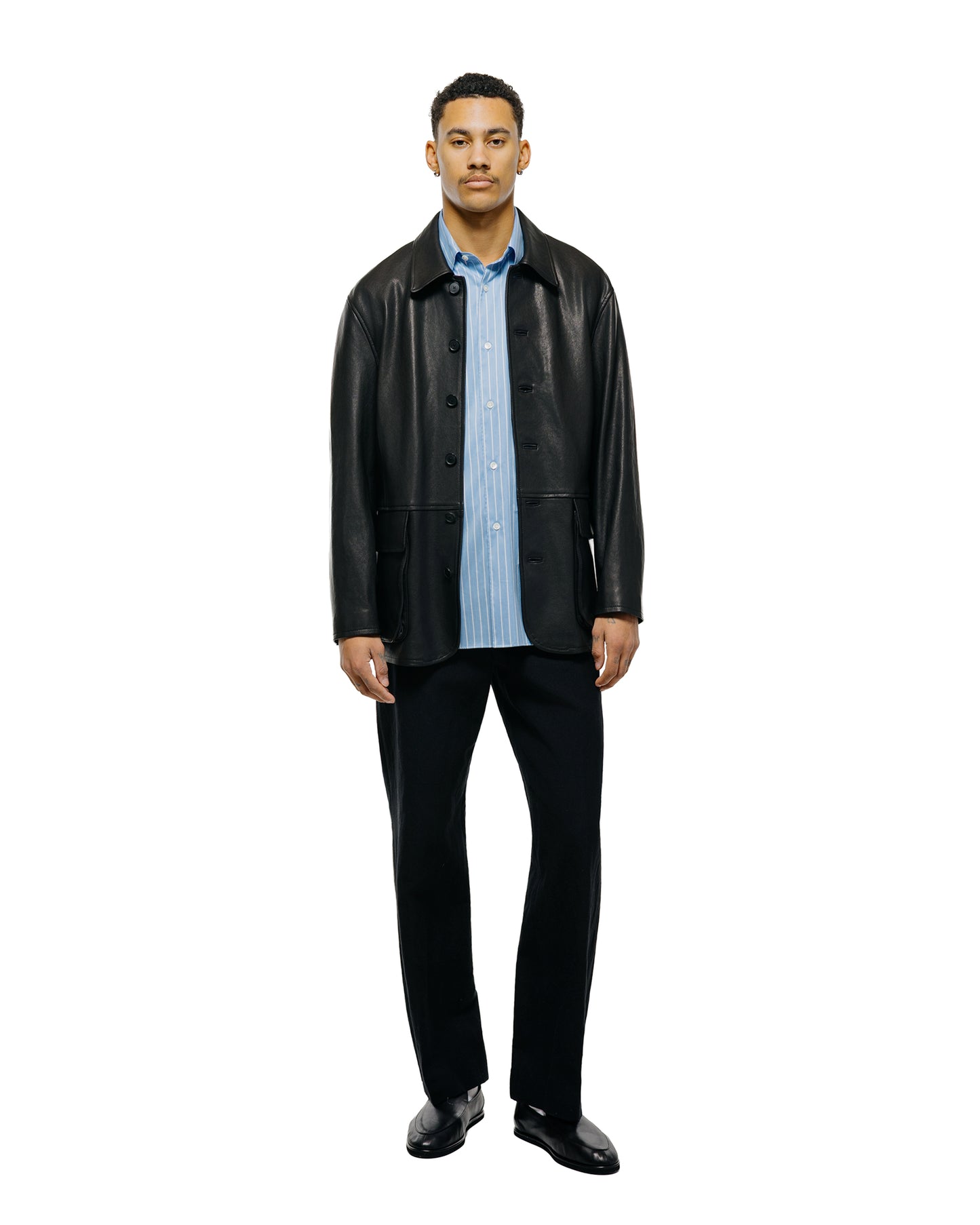 lost & found Auralee Auralee Cotton Silk Stripe Shirt Sax Blue Stripe