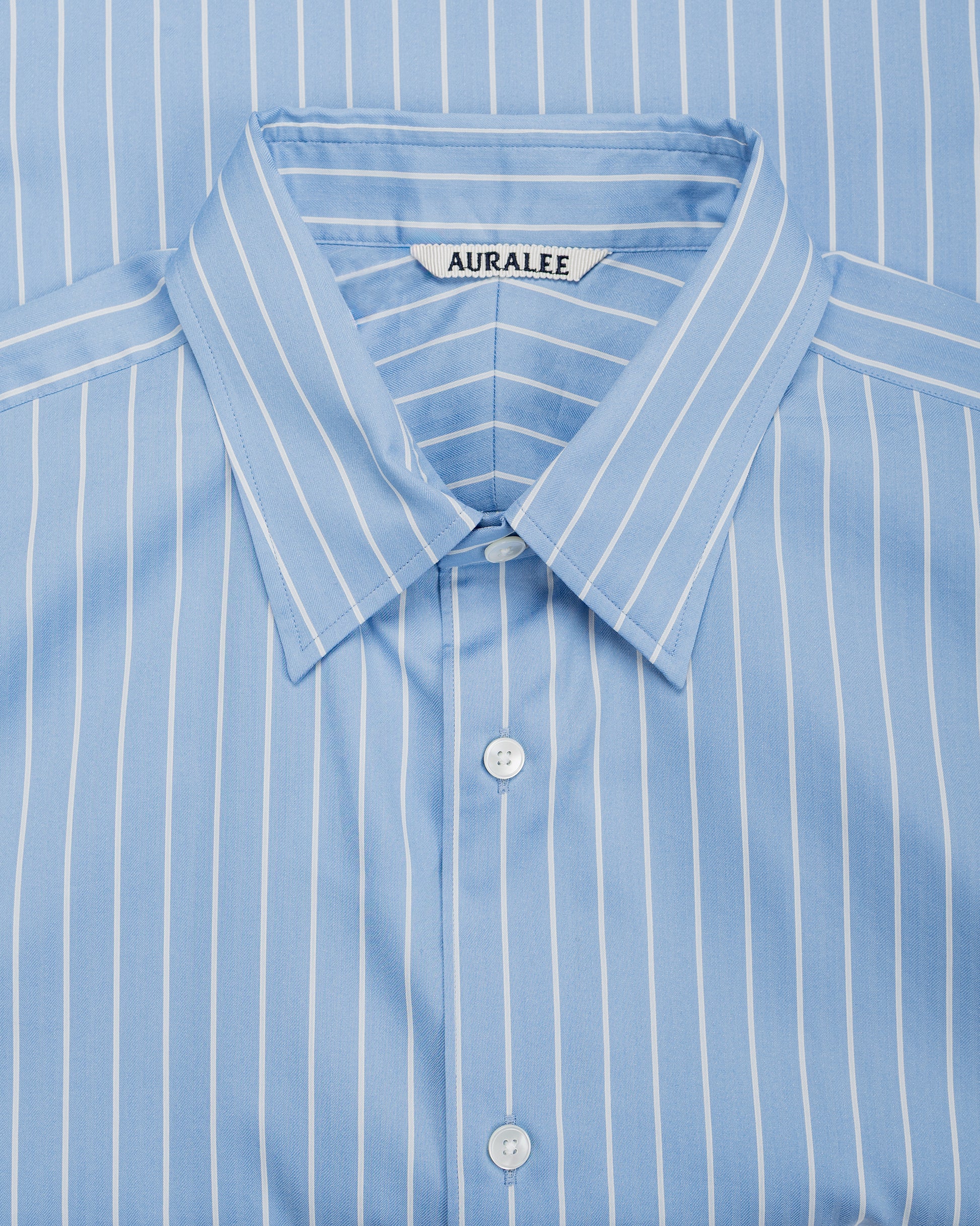 lost & found Auralee Auralee Cotton Silk Stripe Shirt Sax Blue Stripe