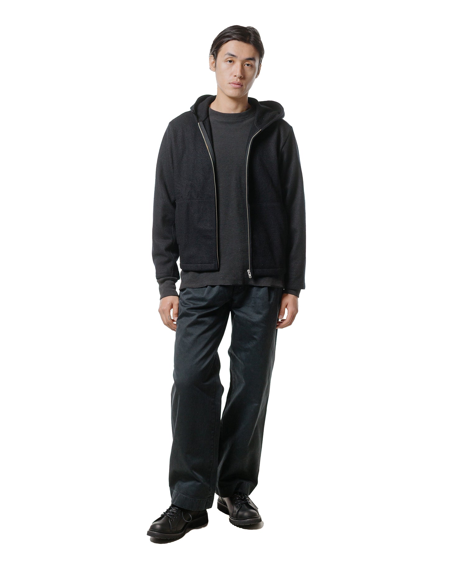 lost & found Auralee Auralee Garment Dyed Finx Chino One-Tuck Pants Black