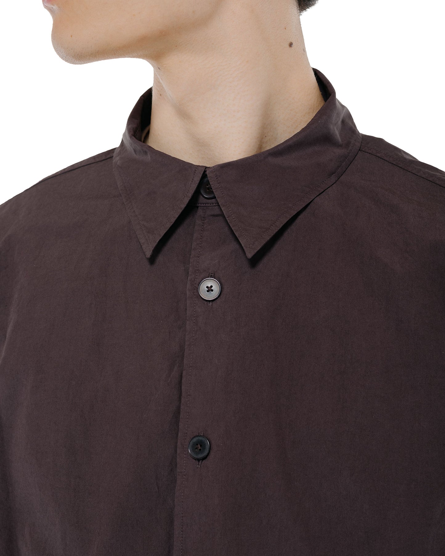 lost & found Auralee Auralee Garment Dyed Finx Shuttle Weather Shirt Dark Brown