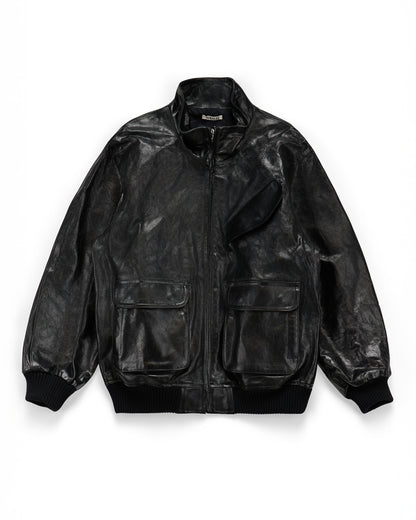 lost & found Auralee Auralee Lamb Leather Zip Blouson Black