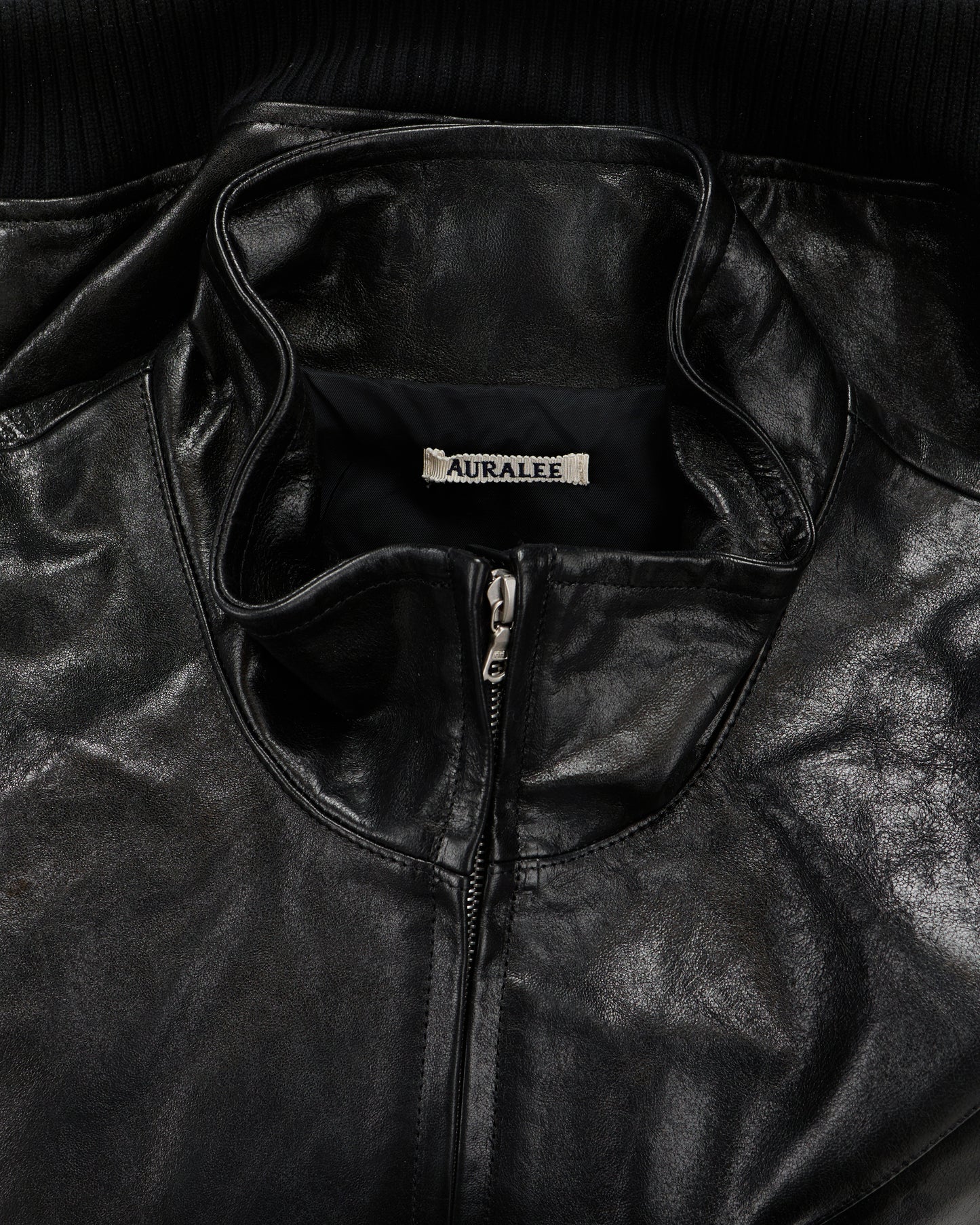 lost & found Auralee Auralee Lamb Leather Zip Blouson Black