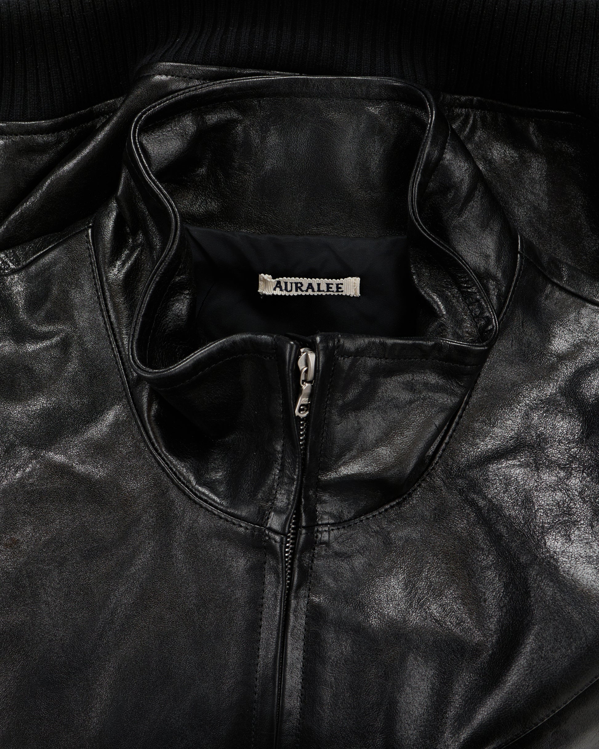 lost & found Auralee Auralee Lamb Leather Zip Blouson Black