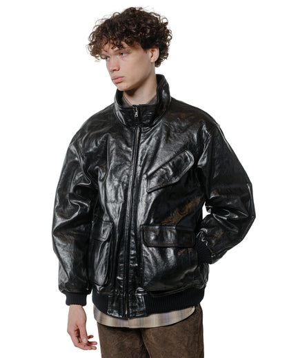 lost & found Auralee Auralee Lamb Leather Zip Blouson Black