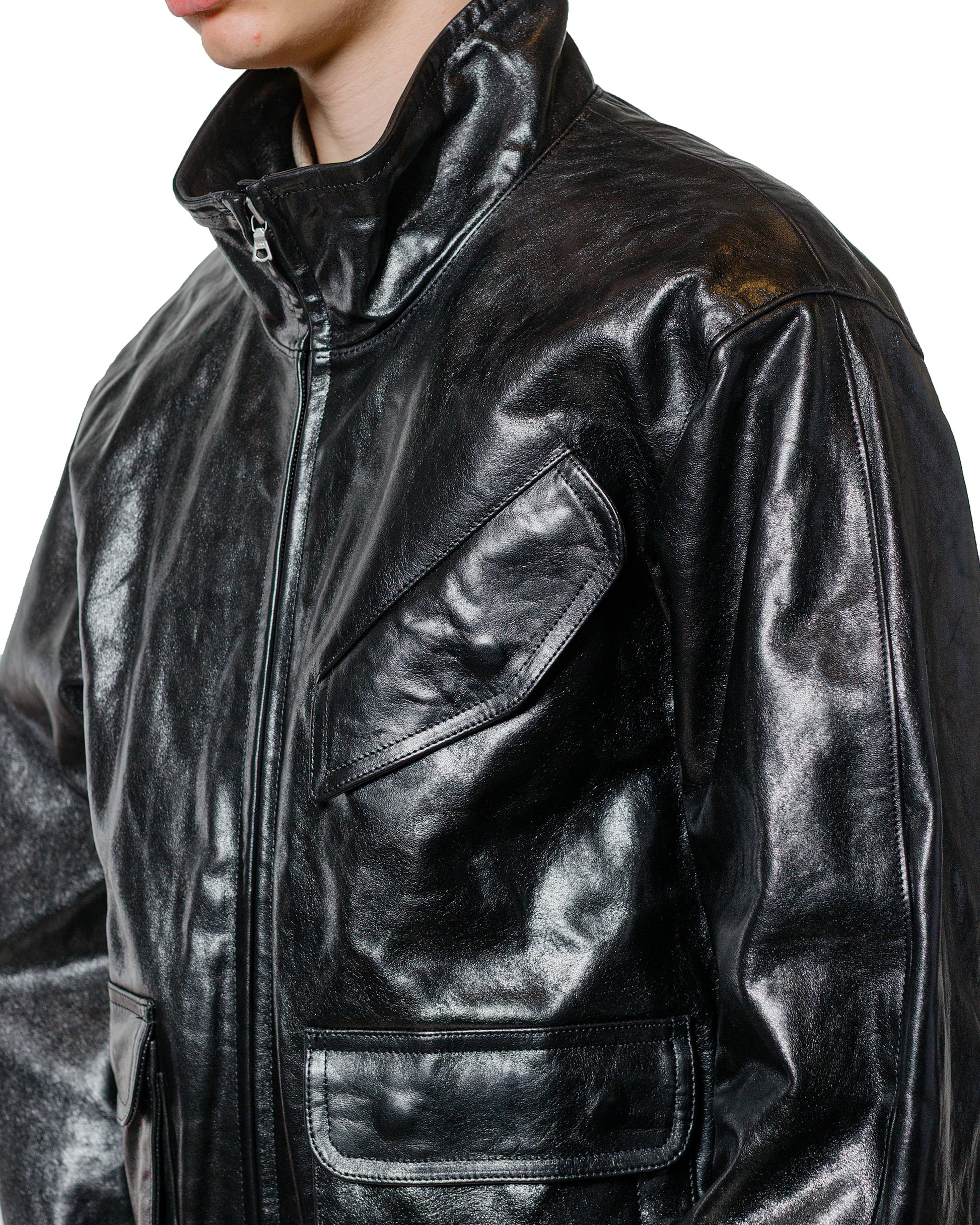 lost & found Auralee Auralee Lamb Leather Zip Blouson Black