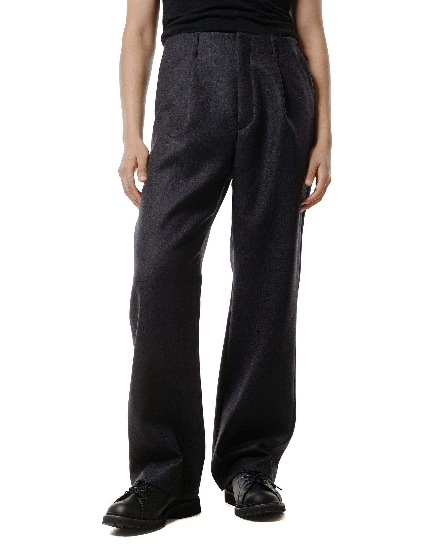 lost & found Auralee Auralee Light Melton One-Tuck Slacks Dark Charcoal