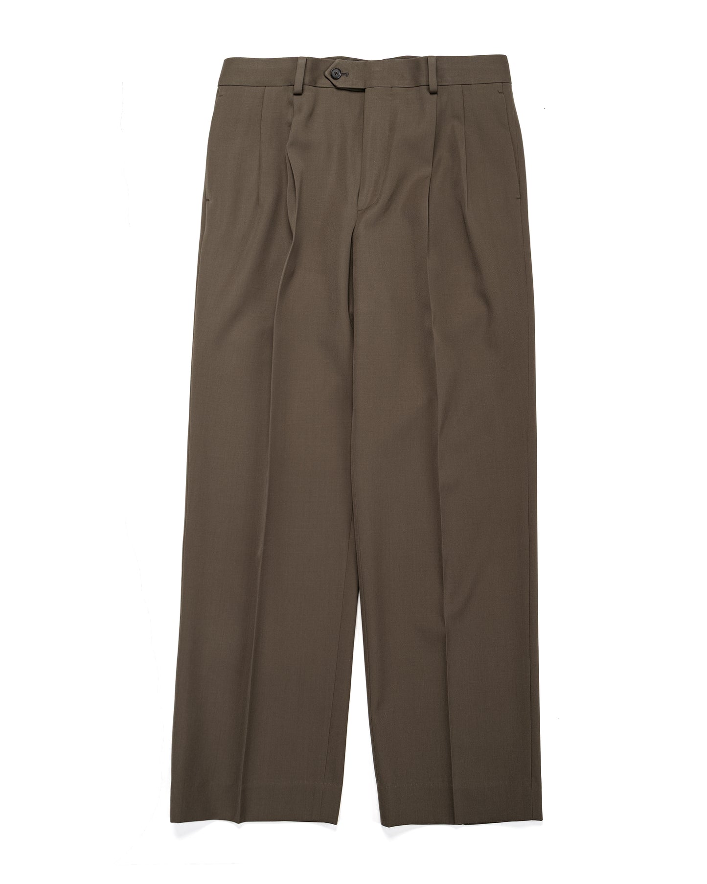 lost & found Auralee Auralee Light Wool Max Gabardine Two-Tuck Slacks Dark Olive Brown