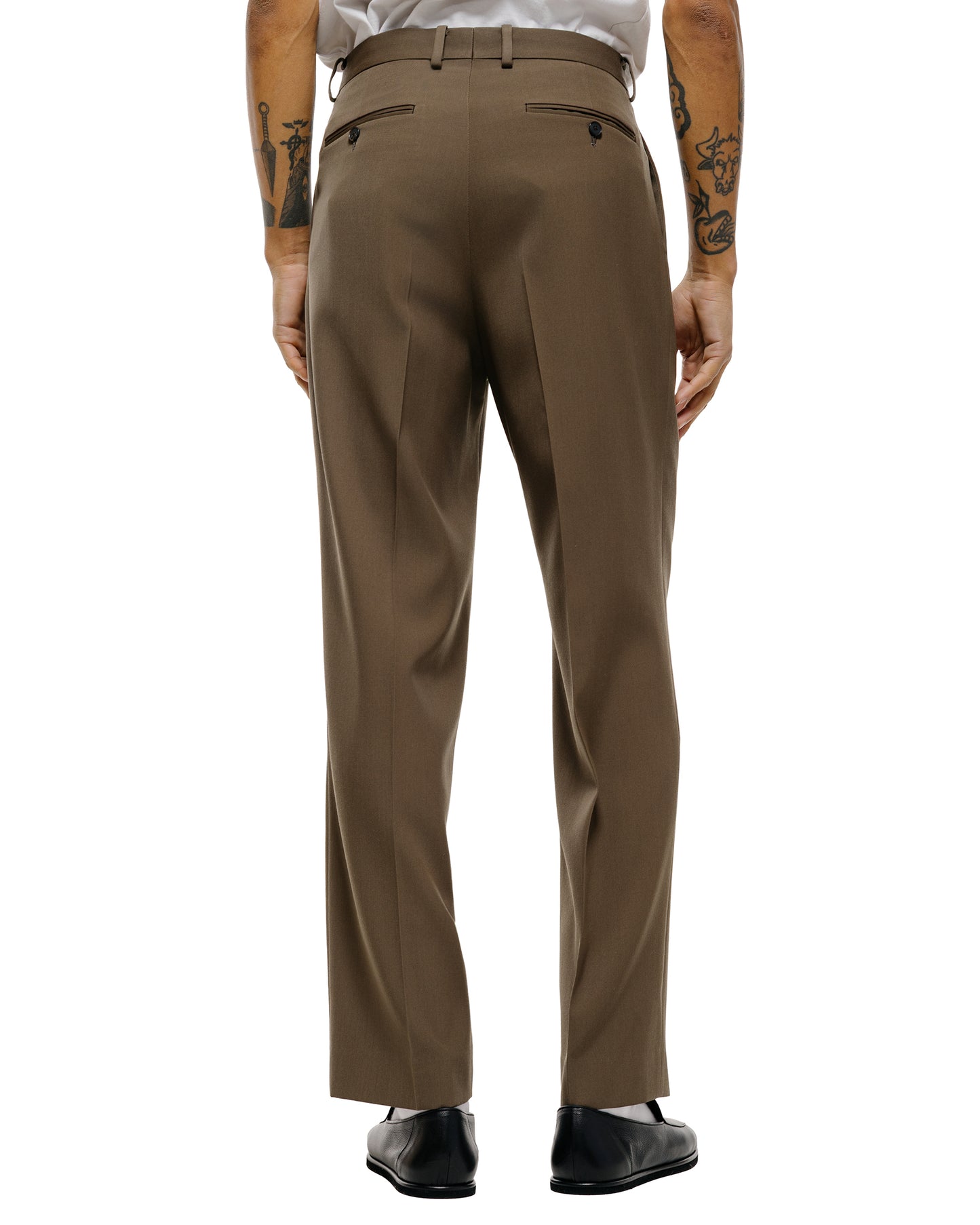 lost & found Auralee Auralee Light Wool Max Gabardine Two-Tuck Slacks Dark Olive Brown