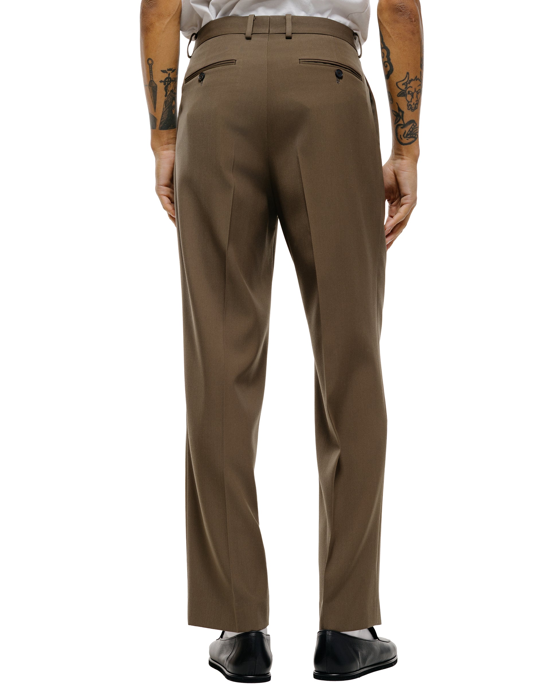 lost & found Auralee Auralee Light Wool Max Gabardine Two-Tuck Slacks Dark Olive Brown